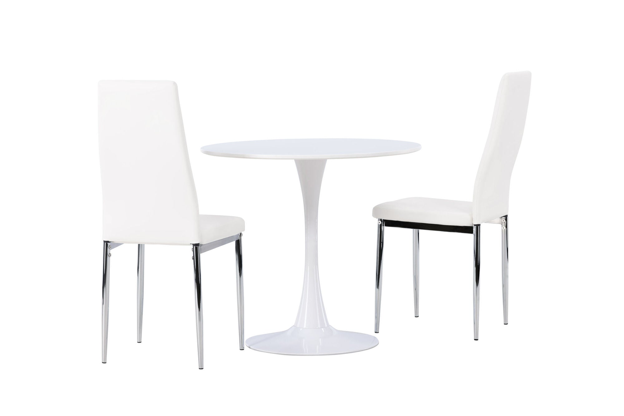 Venture Home Hamden spisebord - White MDF +Pastill Spisebordsstol - Silver / White PU _2