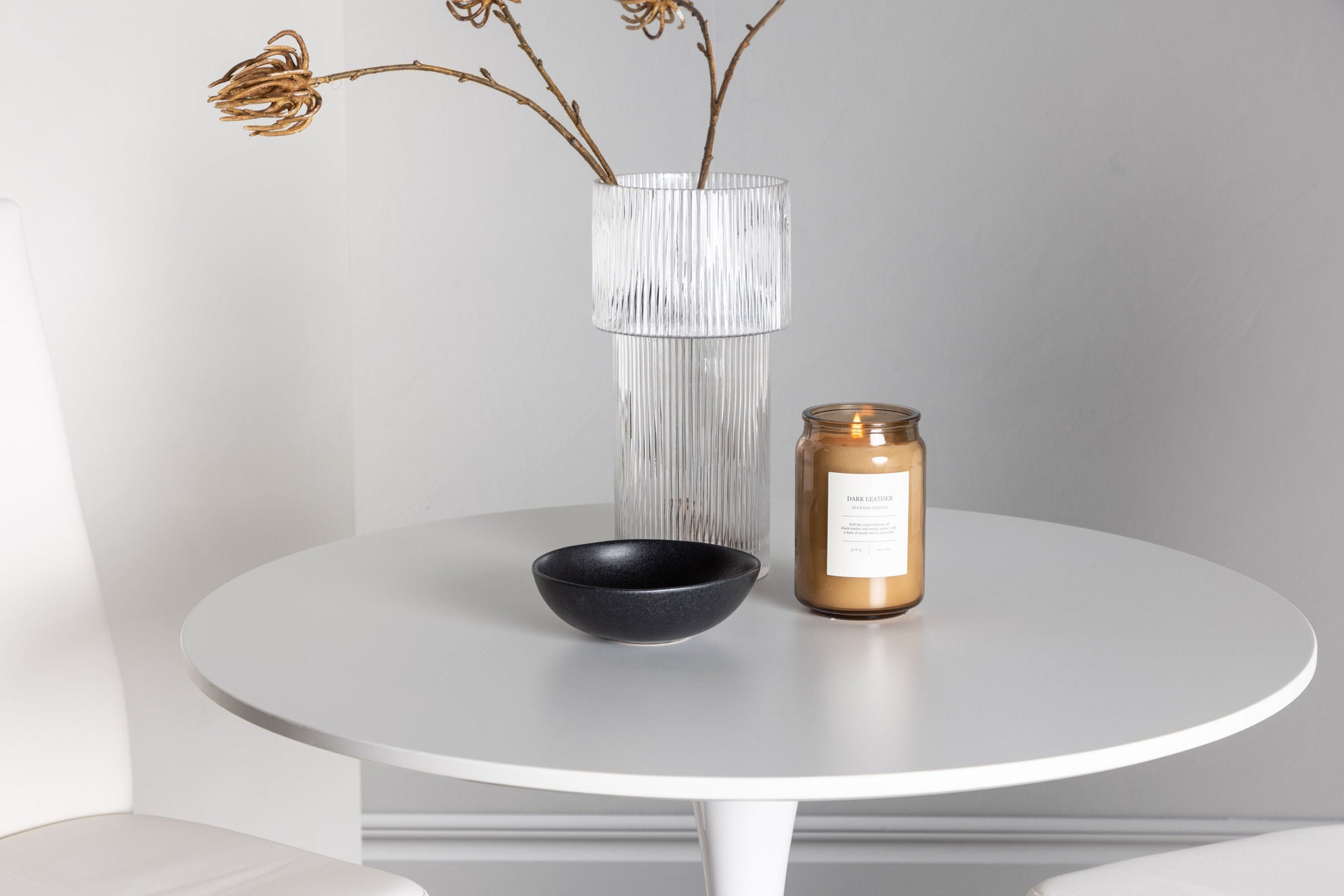Venture Home Hamden spisebord - White MDF +Pastill Spisebordsstol - Silver / White PU _2