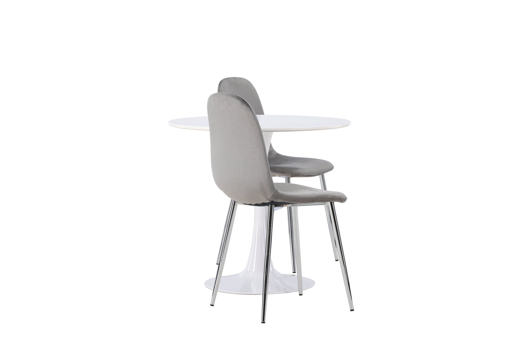Venture Home Hamden spisebord - White MDF +Eva Spisebordsstol - Light grey / Light grey Velvet _2