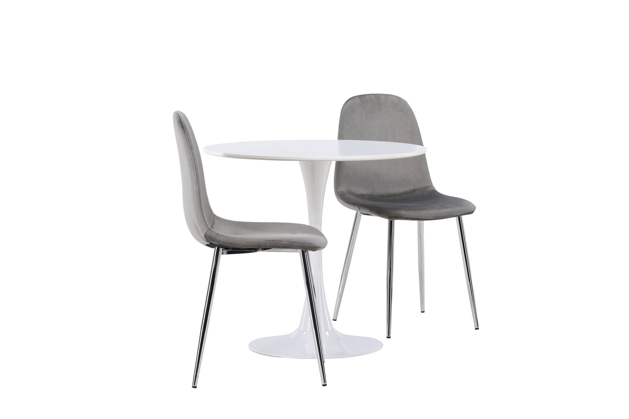 Venture Home Hamden spisebord - White MDF +Eva Spisebordsstol - Light grey / Light grey Velvet _2