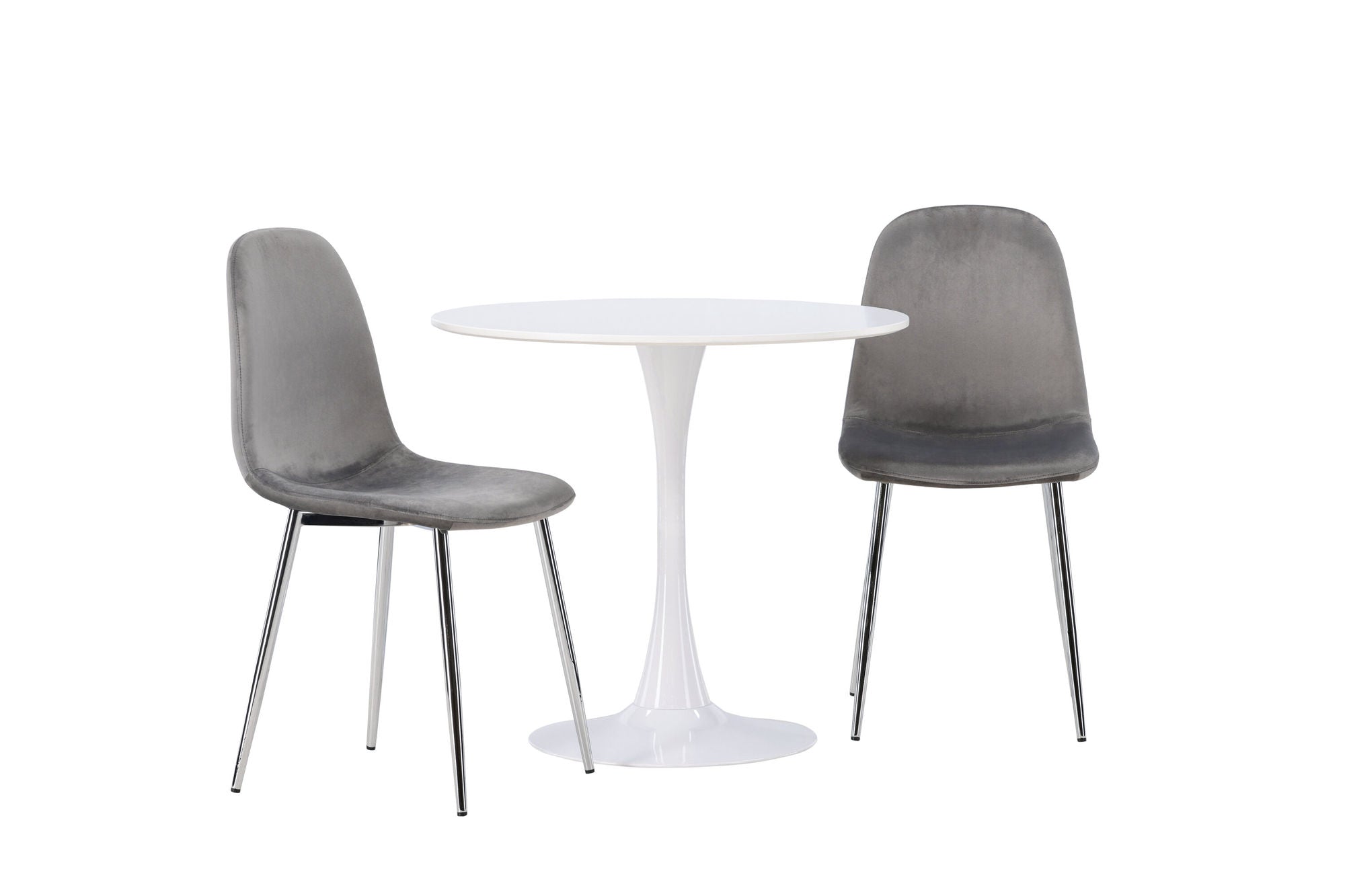 Venture Home Hamden spisebord - White MDF +Eva Spisebordsstol - Light grey / Light grey Velvet _2