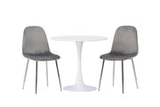 Venture Home Hamden spisebord - White MDF +Eva Spisebordsstol - Light grey / Light grey Velvet _2