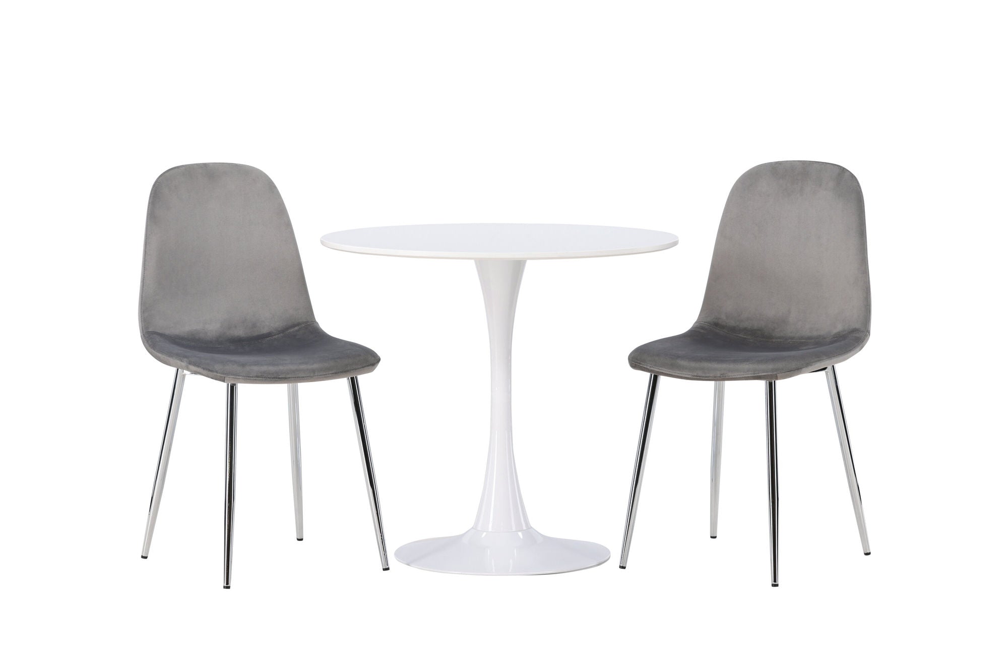 Venture Home Hamden spisebord - White MDF +Eva Spisebordsstol - Light grey / Light grey Velvet _2