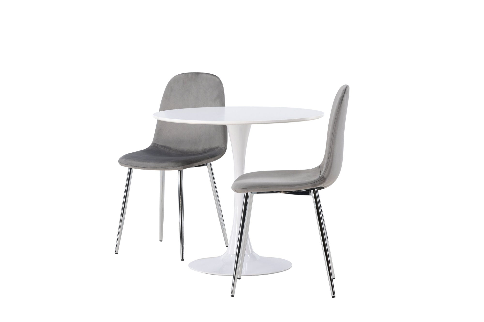Venture Home Hamden spisebord - White MDF +Eva Spisebordsstol - Light grey / Light grey Velvet _2