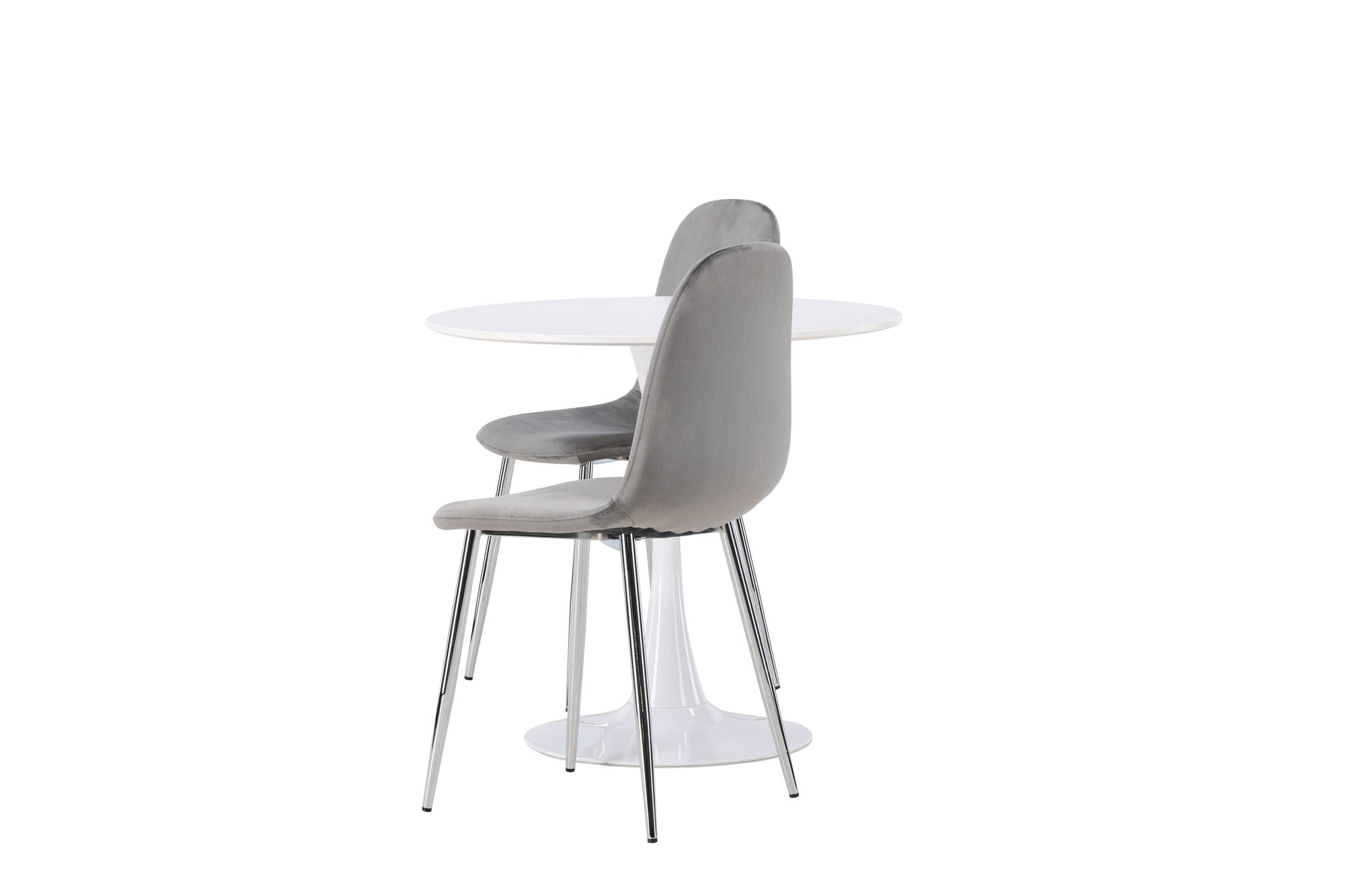 Venture Home Hamden spisebord - White MDF +Eva Spisebordsstol - Light grey / Light grey Velvet _2