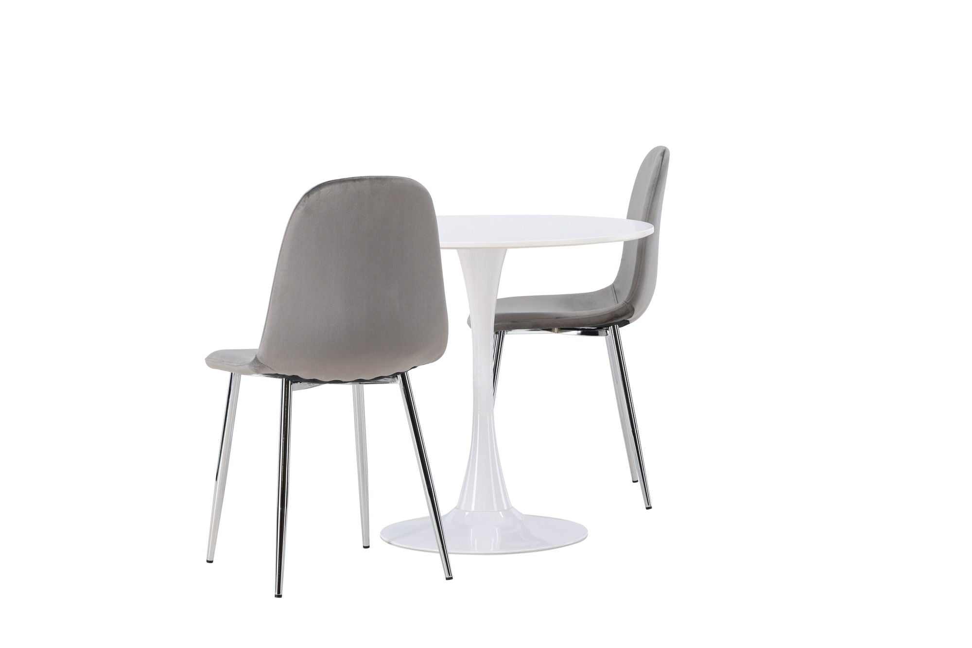 Venture Home Hamden spisebord - White MDF +Eva Spisebordsstol - Light grey / Light grey Velvet _2