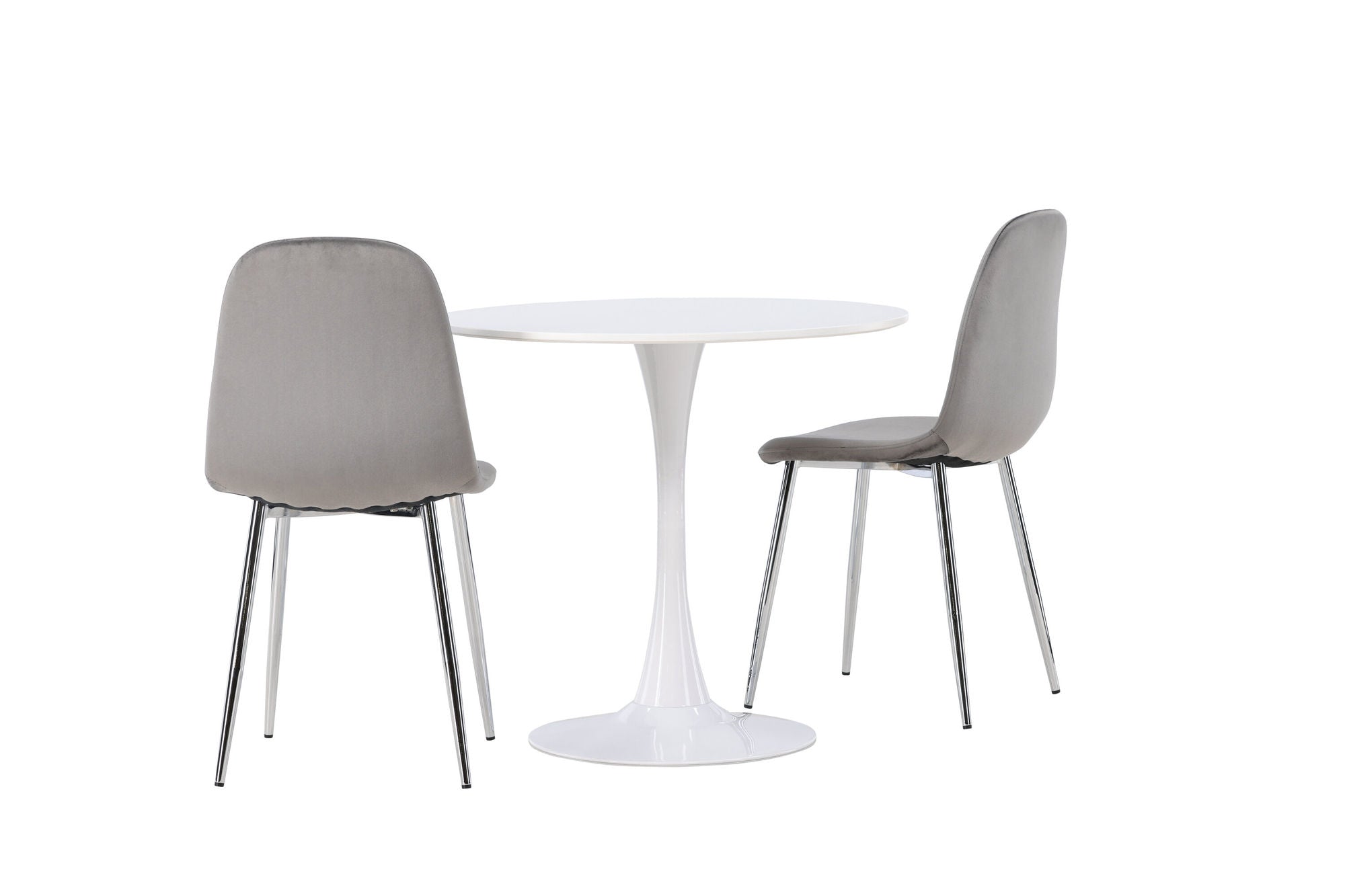 Venture Home Hamden spisebord - White MDF +Eva Spisebordsstol - Light grey / Light grey Velvet _2
