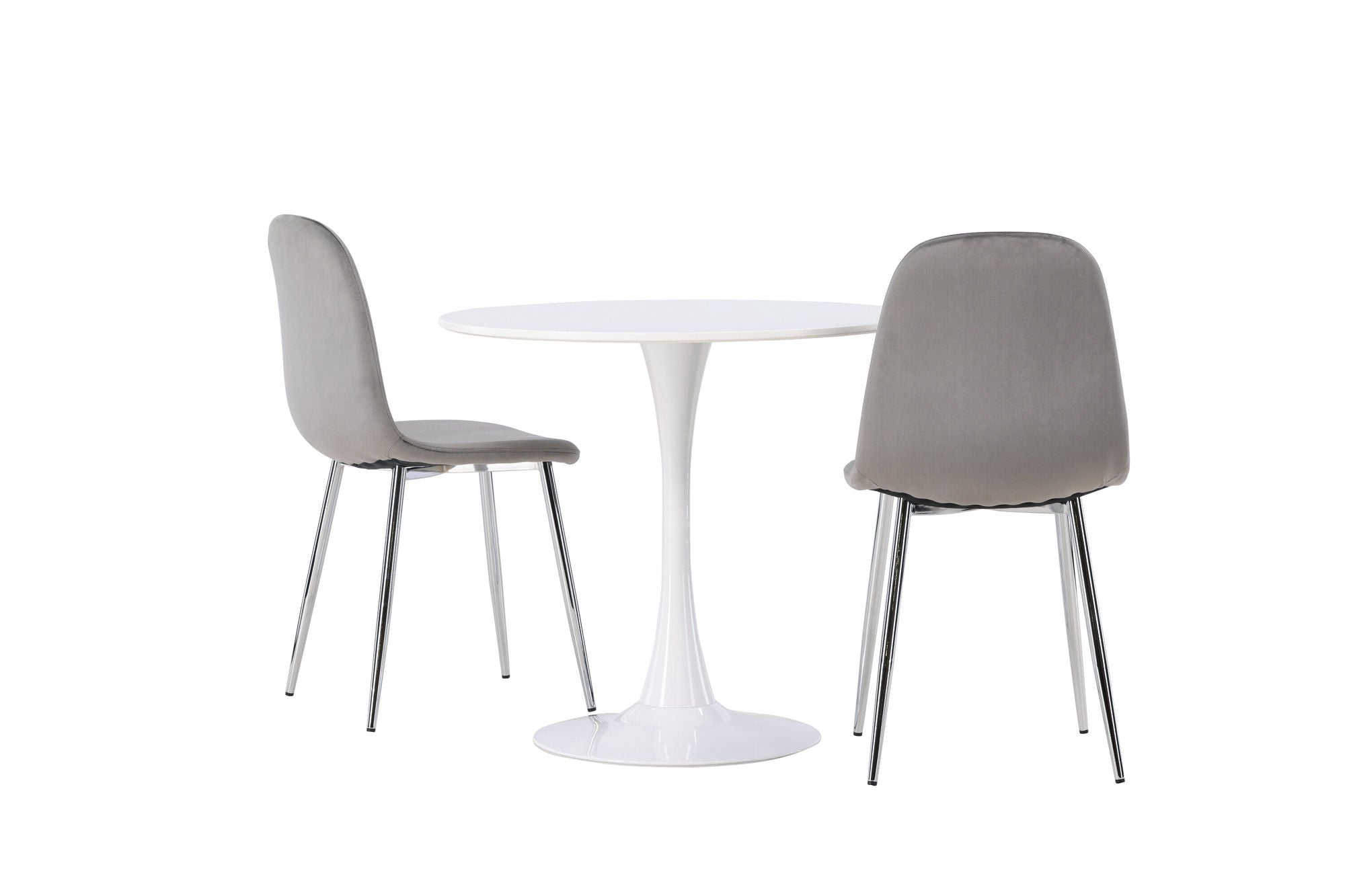 Venture Home Hamden spisebord - White MDF +Eva Spisebordsstol - Light grey / Light grey Velvet _2