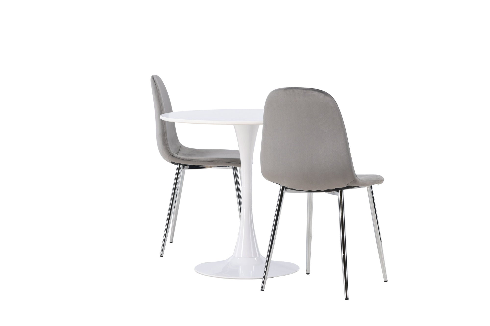 Venture Home Hamden spisebord - White MDF +Eva Spisebordsstol - Light grey / Light grey Velvet _2