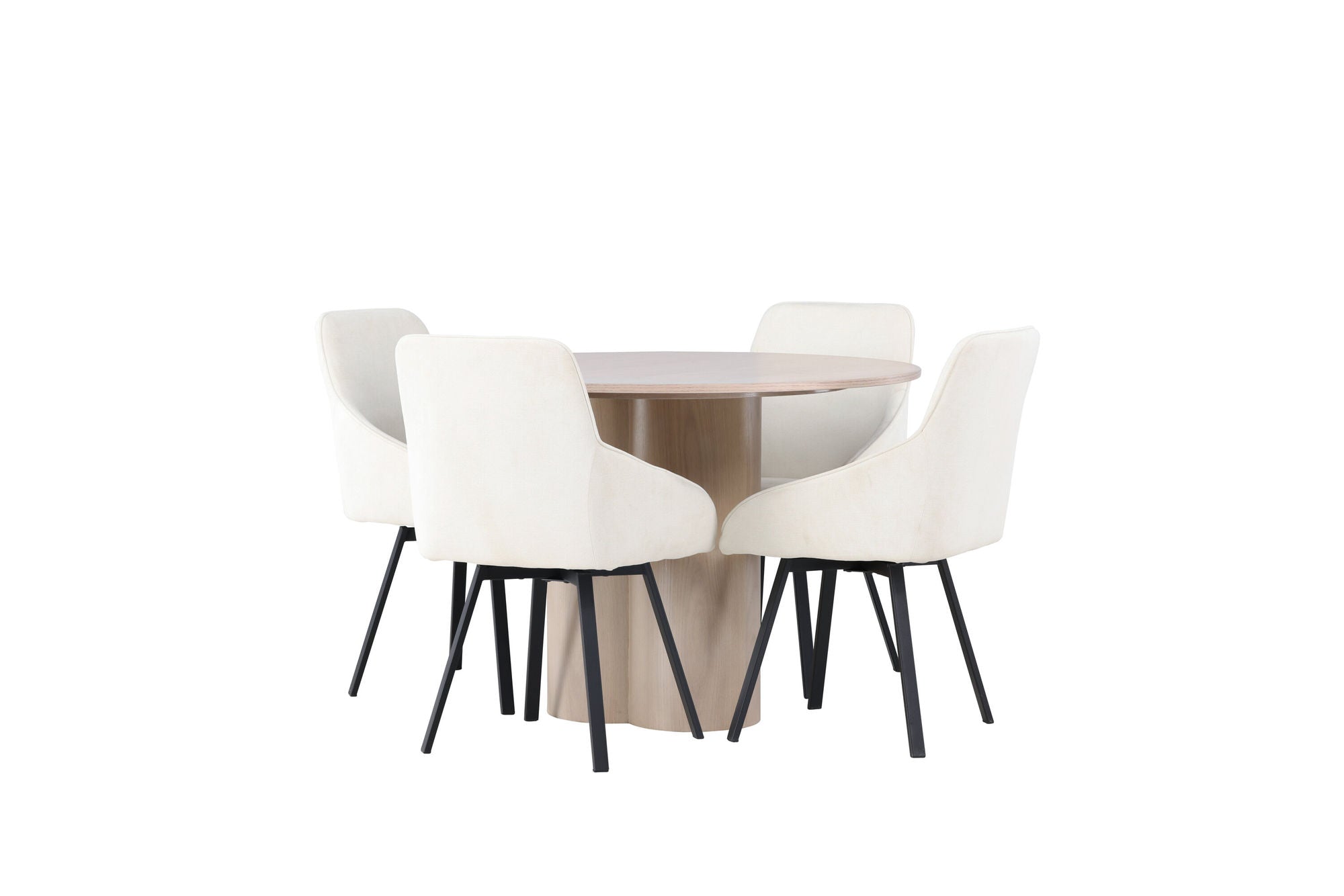 Venture Home Olivia spisebord - White Wash Veneer +Rosie Spisebordsstol - Black / Beige Fabric _4