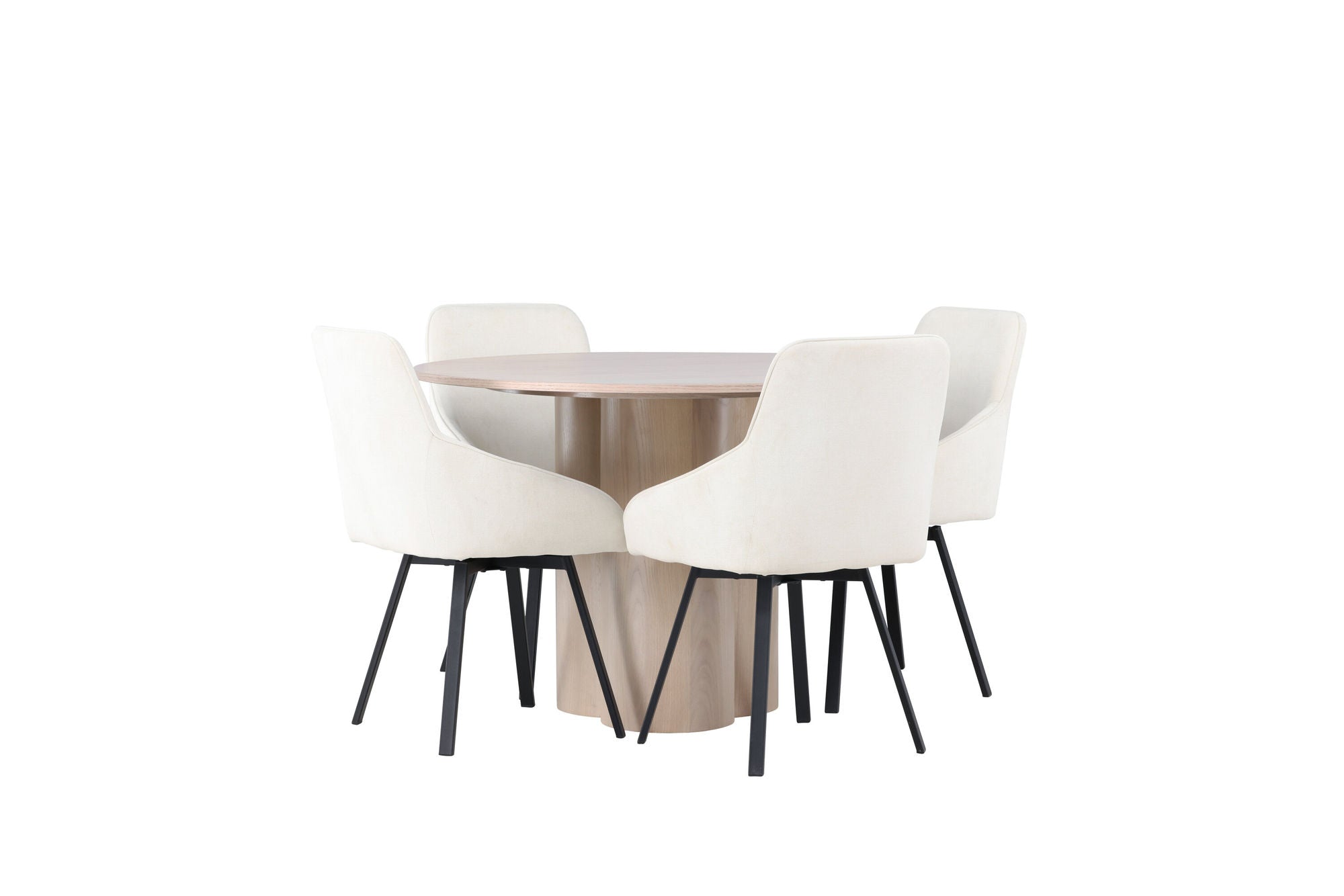 Venture Home Olivia spisebord - White Wash Veneer +Rosie Spisebordsstol - Black / Beige Fabric _4