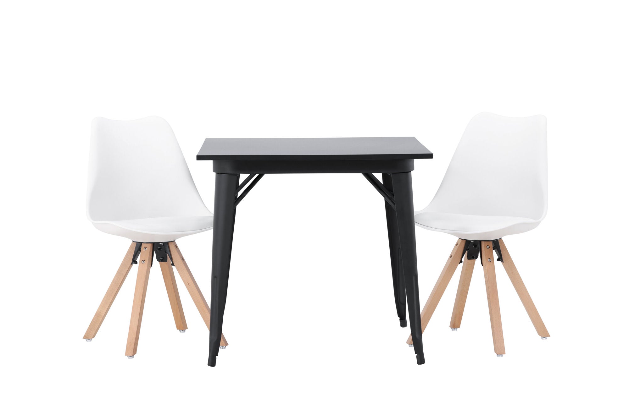 Venture Home Tempe spisebord - Black / Black MDF +Zeno Spisebordsstol - Nature woodlook / White PP _2
