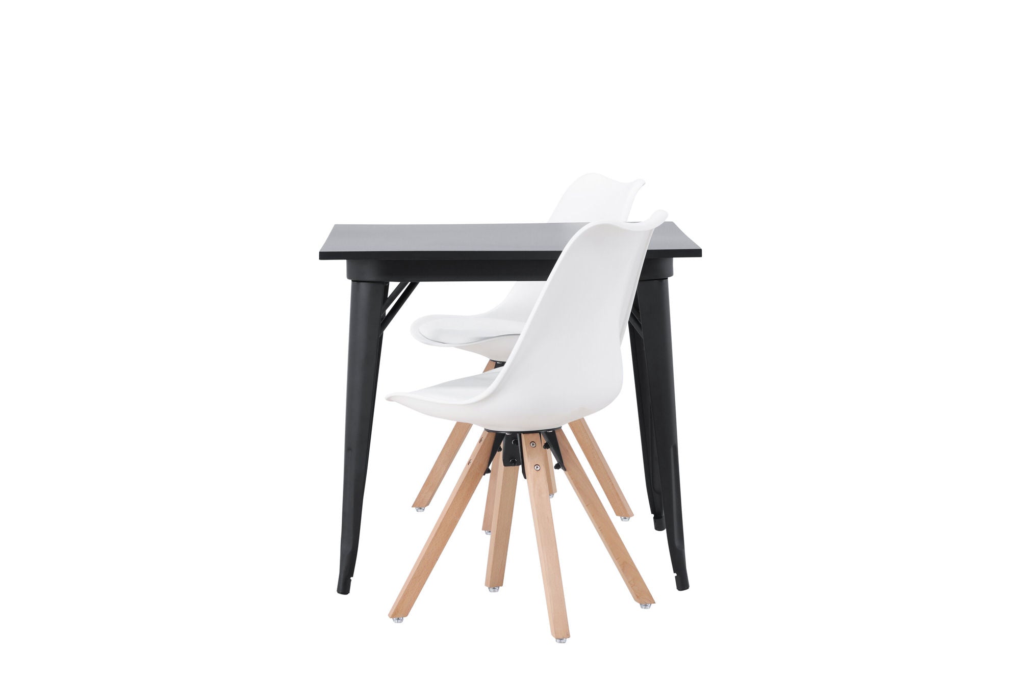 Venture Home Tempe spisebord - Black / Black MDF +Zeno Spisebordsstol - Nature woodlook / White PP _2