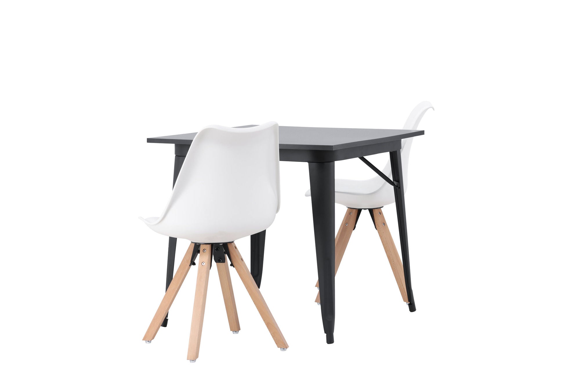 Venture Home Tempe spisebord - Black / Black MDF +Zeno Spisebordsstol - Nature woodlook / White PP _2
