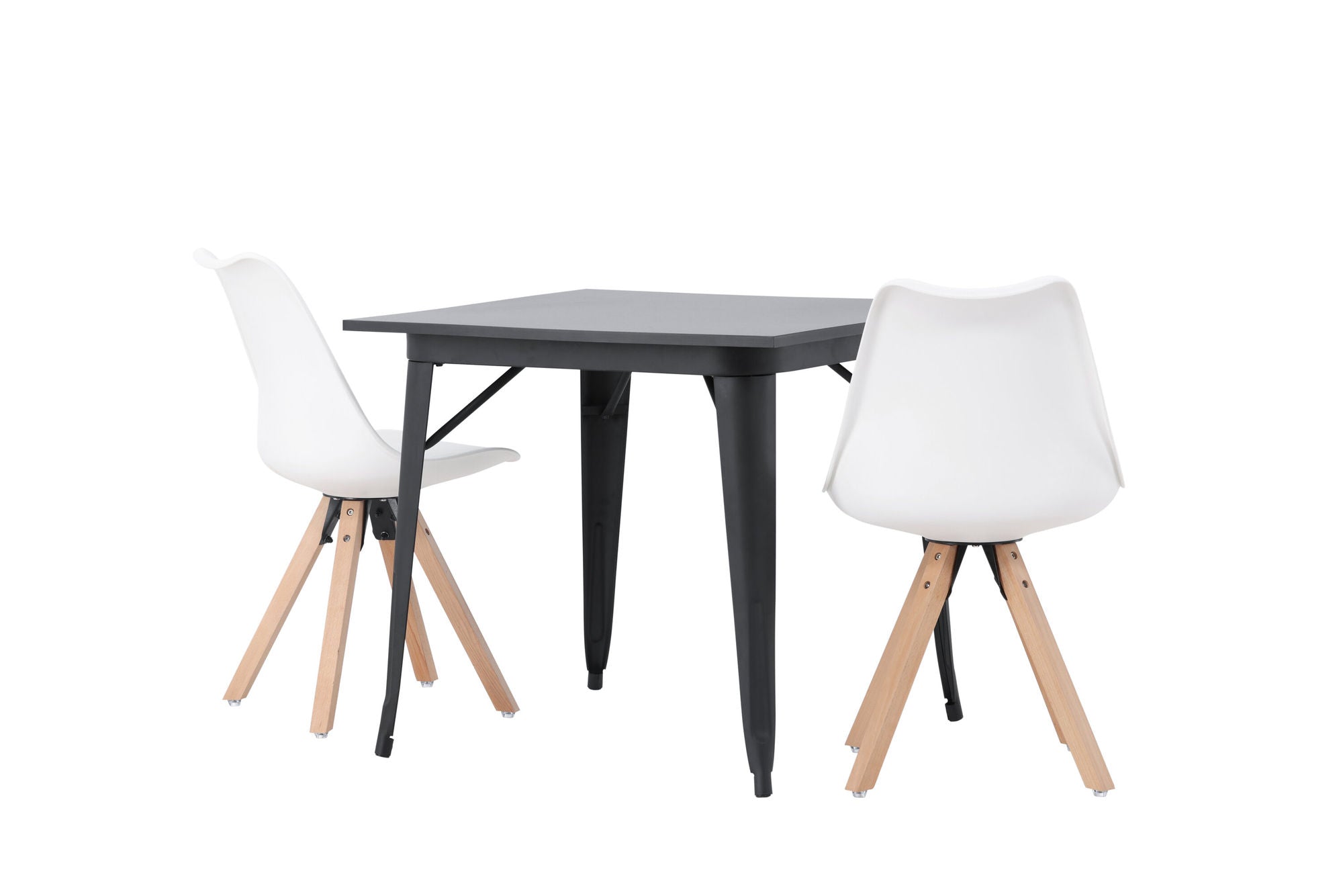 Venture Home Tempe spisebord - Black / Black MDF +Zeno Spisebordsstol - Nature woodlook / White PP _2