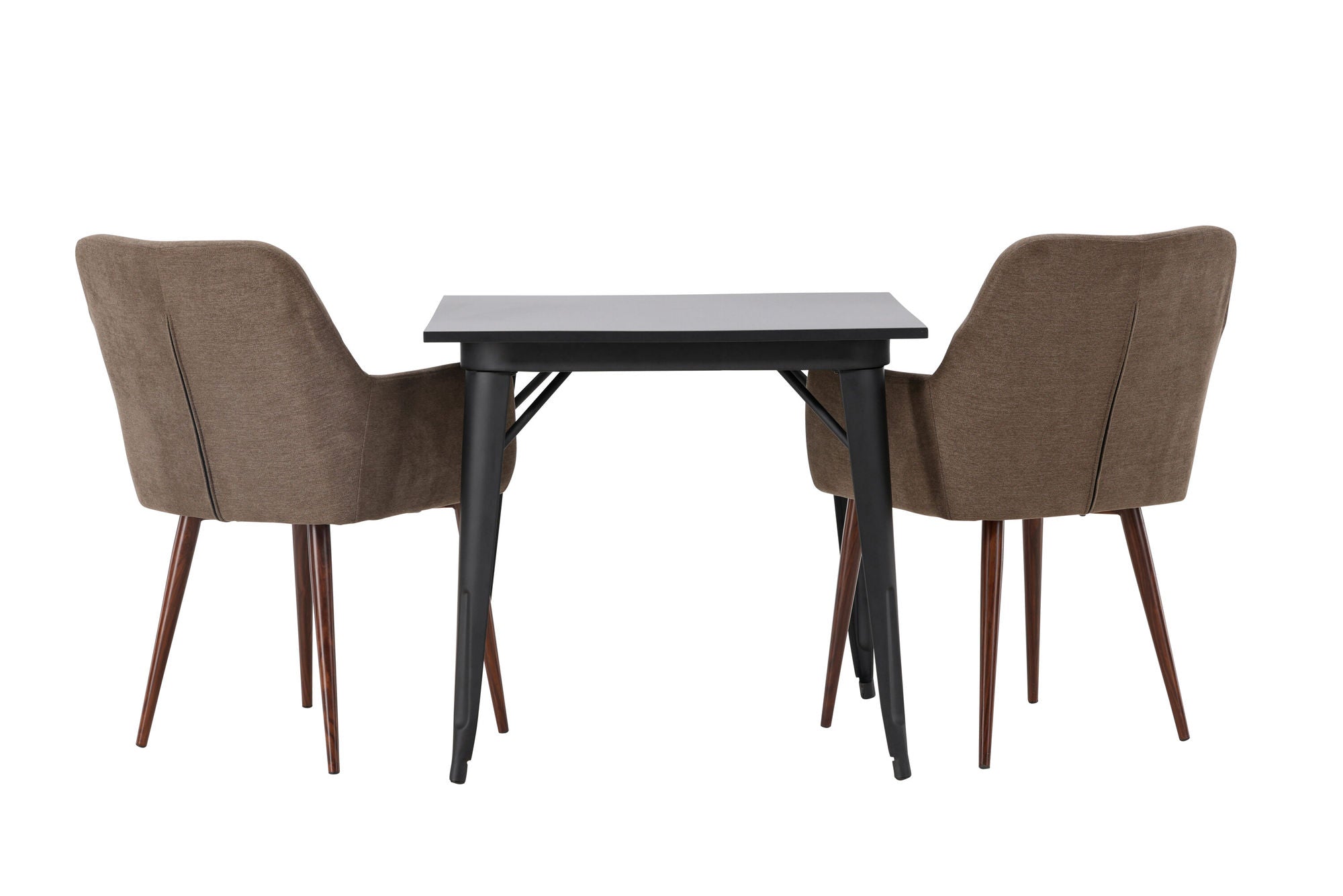 Venture Home Tempe spisebord - Black / Black MDF +Tomorrow Spisebordsstol - Dark walnut / Dark grey/Brown Fabric _2