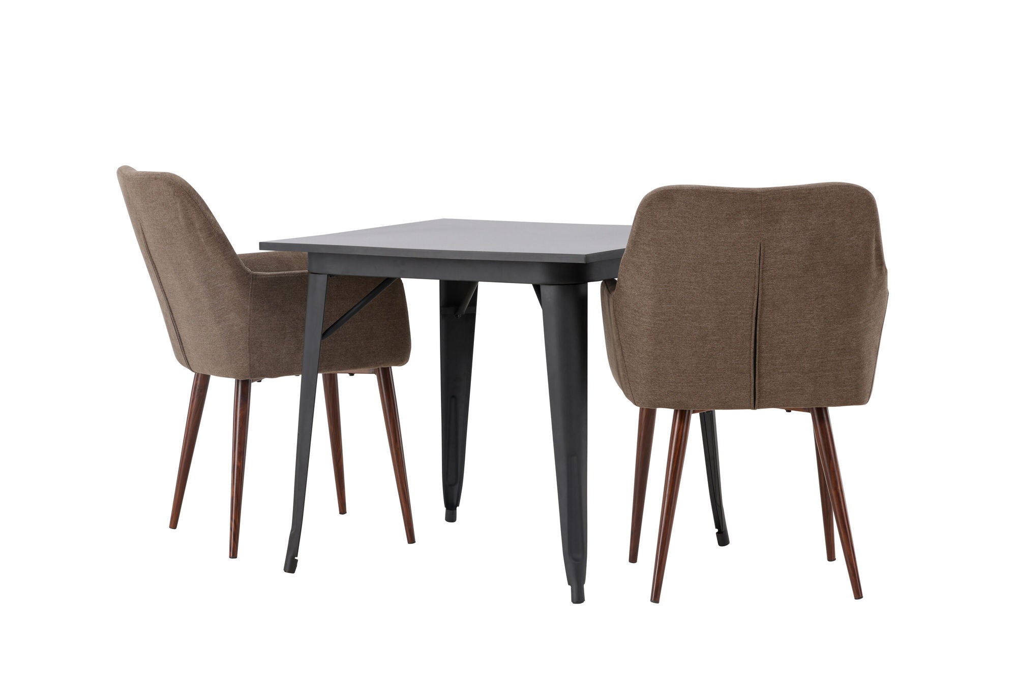 Venture Home Tempe spisebord - Black / Black MDF +Tomorrow Spisebordsstol - Dark walnut / Dark grey/Brown Fabric _2