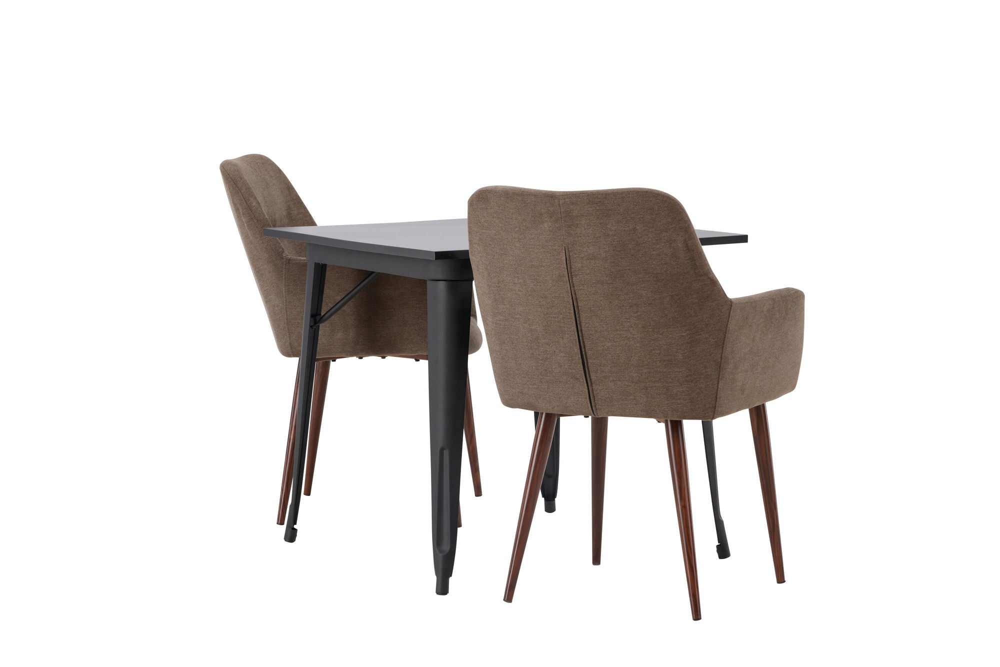 Venture Home Tempe spisebord - Black / Black MDF +Tomorrow Spisebordsstol - Dark walnut / Dark grey/Brown Fabric _2