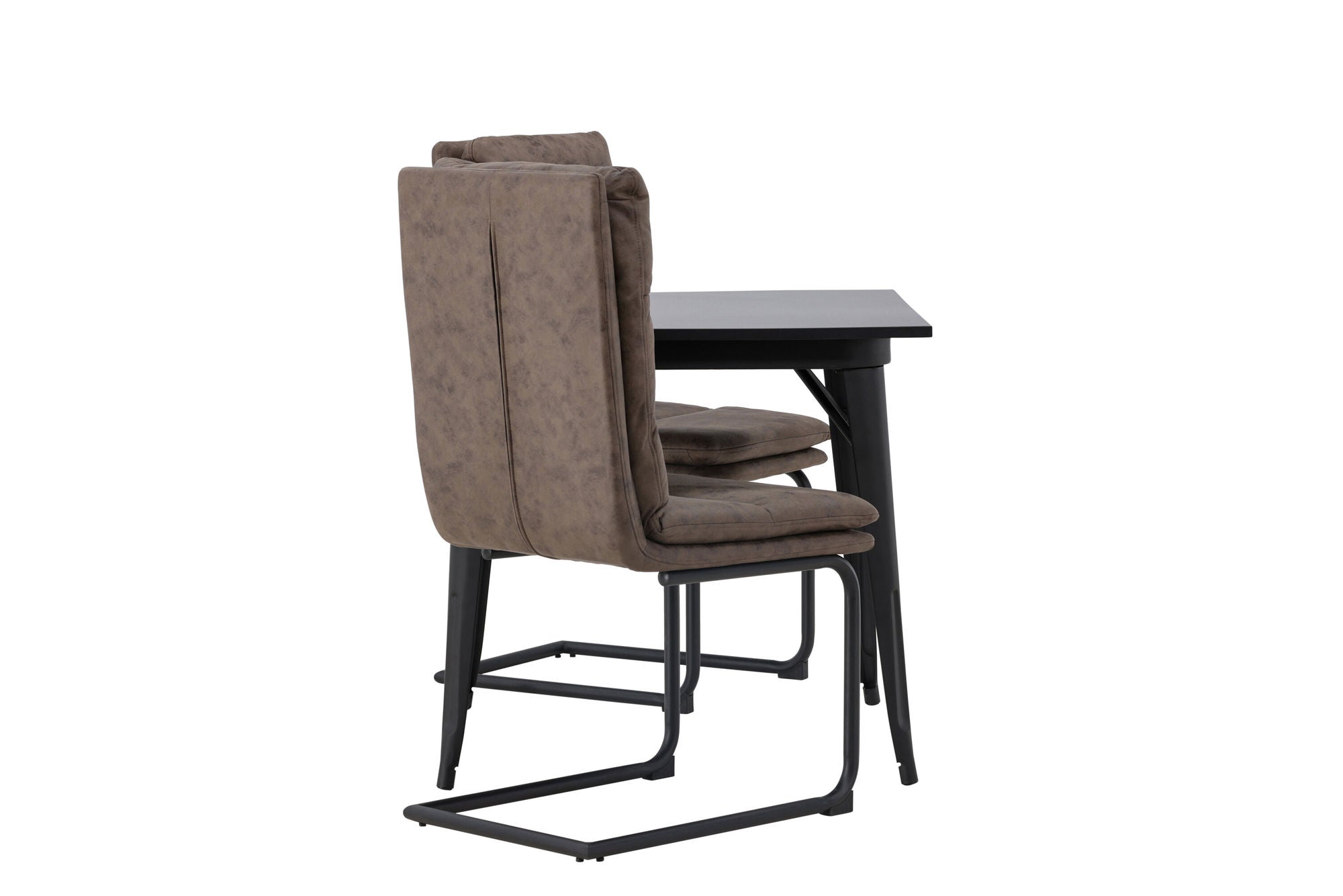 Venture Home Tempe spisebord - Black / Black MDF +Zizo Spisebordsstol - Black / Brown Microfiber fabric _2