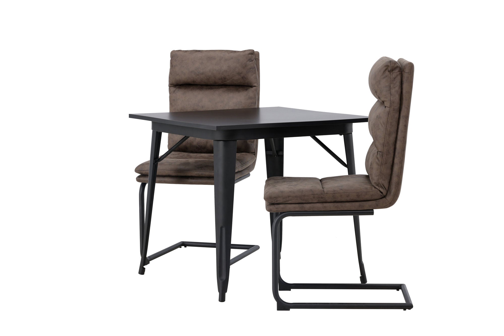 Venture Home Tempe spisebord - Black / Black MDF +Zizo Spisebordsstol - Black / Brown Microfiber fabric _2