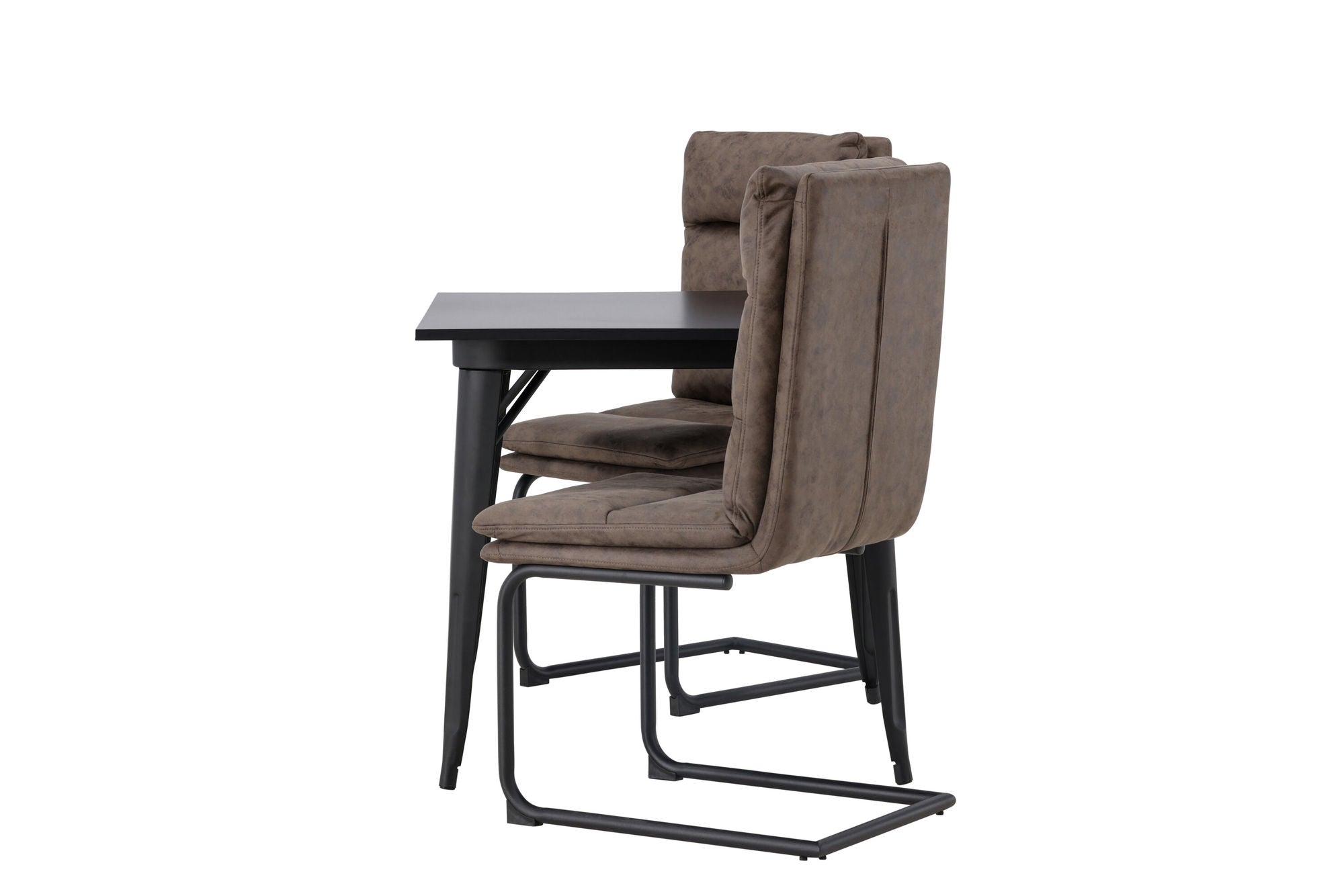 Venture Home Tempe spisebord - Black / Black MDF +Zizo Spisebordsstol - Black / Brown Microfiber fabric _2