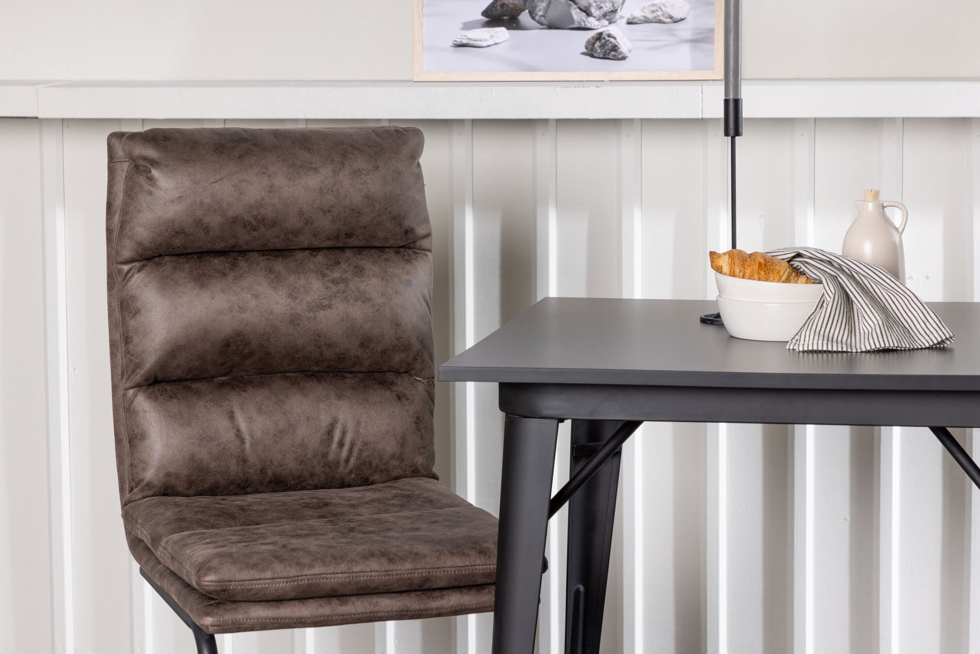 Venture Home Tempe spisebord - Black / Black MDF +Zizo Spisebordsstol - Black / Brown Microfiber fabric _2