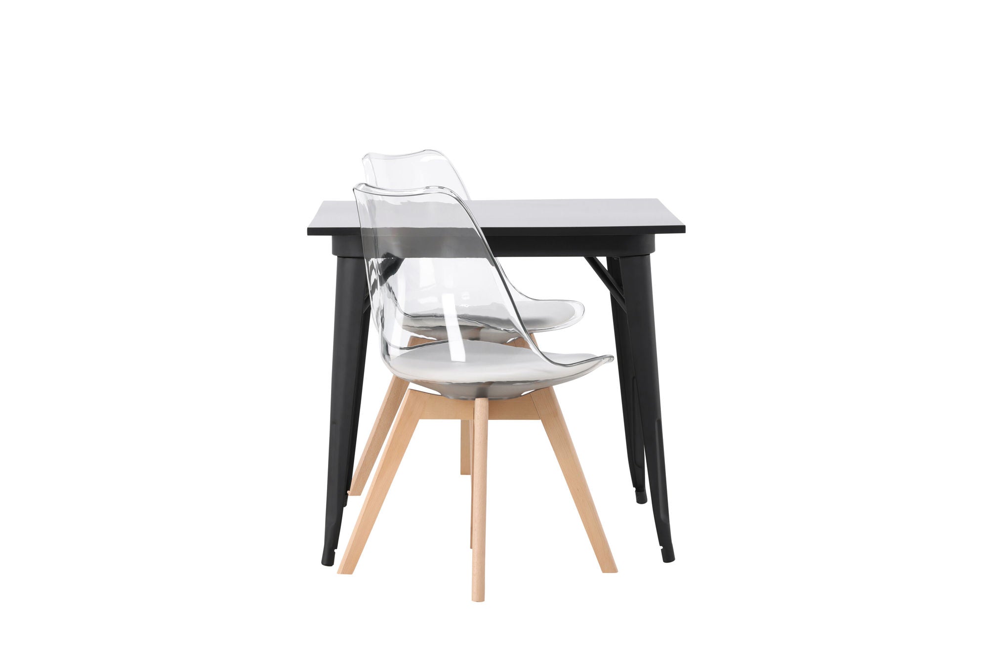 Venture Home Tempe spisebord - Black / Black MDF +Edvin Spisebordsstol - Nature / PET (seat cushion white) PET surface,seat with usual sponge _2
