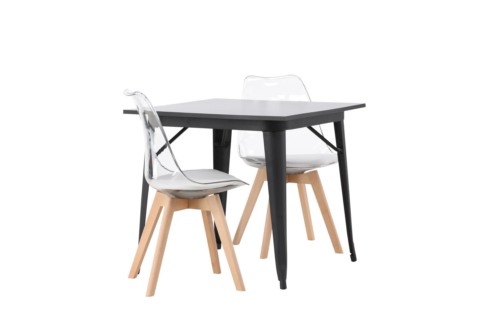 Venture Home Tempe spisebord - Black / Black MDF +Edvin Spisebordsstol - Nature / PET (seat cushion white) PET surface,seat with usual sponge _2
