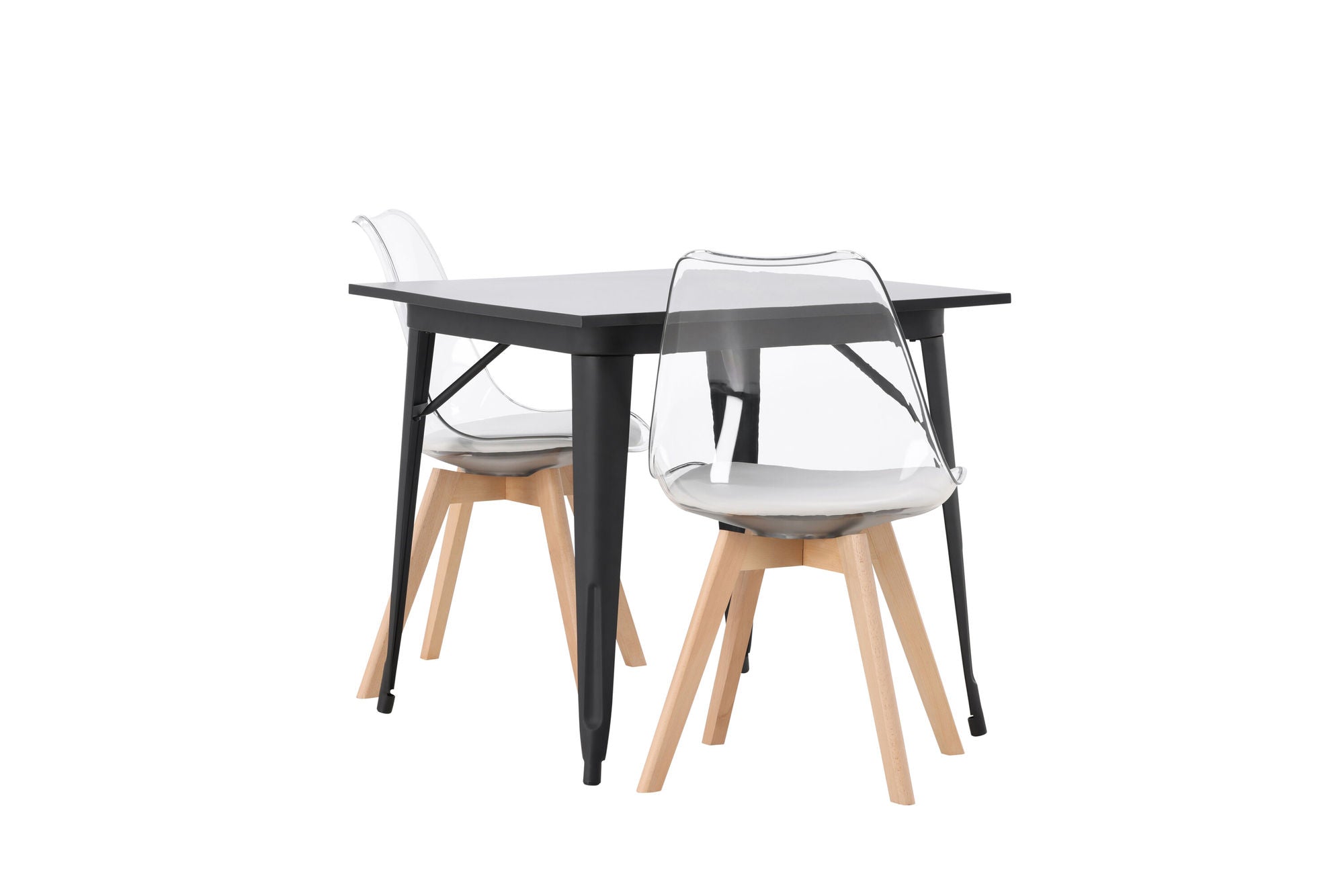 Venture Home Tempe spisebord - Black / Black MDF +Edvin Spisebordsstol - Nature / PET (seat cushion white) PET surface,seat with usual sponge _2