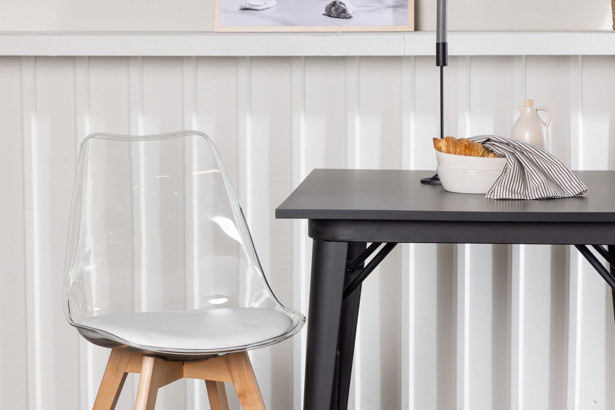 Venture Home Tempe spisebord - Black / Black MDF +Edvin Spisebordsstol - Nature / PET (seat cushion white) PET surface,seat with usual sponge _2