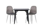 Venture Home Tempe spisebord - Black / Black MDF +Eva Spisebordsstol - Light grey / Light grey Velvet _2