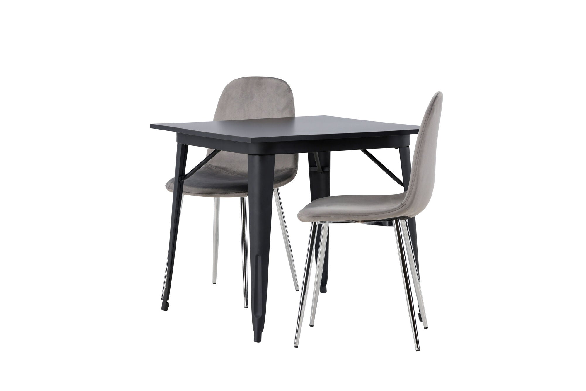 Venture Home Tempe spisebord - Black / Black MDF +Eva Spisebordsstol - Light grey / Light grey Velvet _2
