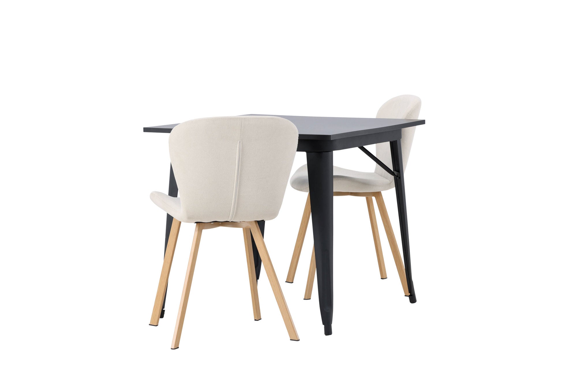 Venture Home Tempe spisebord - Black / Black MDF +Lilja Spisebordsstol - Oaklook / Beige Fabric _2