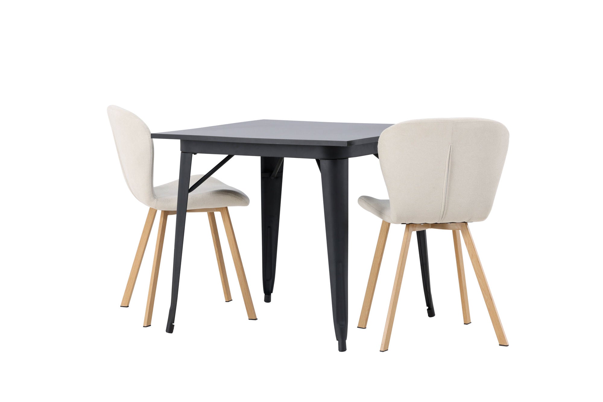 Venture Home Tempe spisebord - Black / Black MDF +Lilja Spisebordsstol - Oaklook / Beige Fabric _2