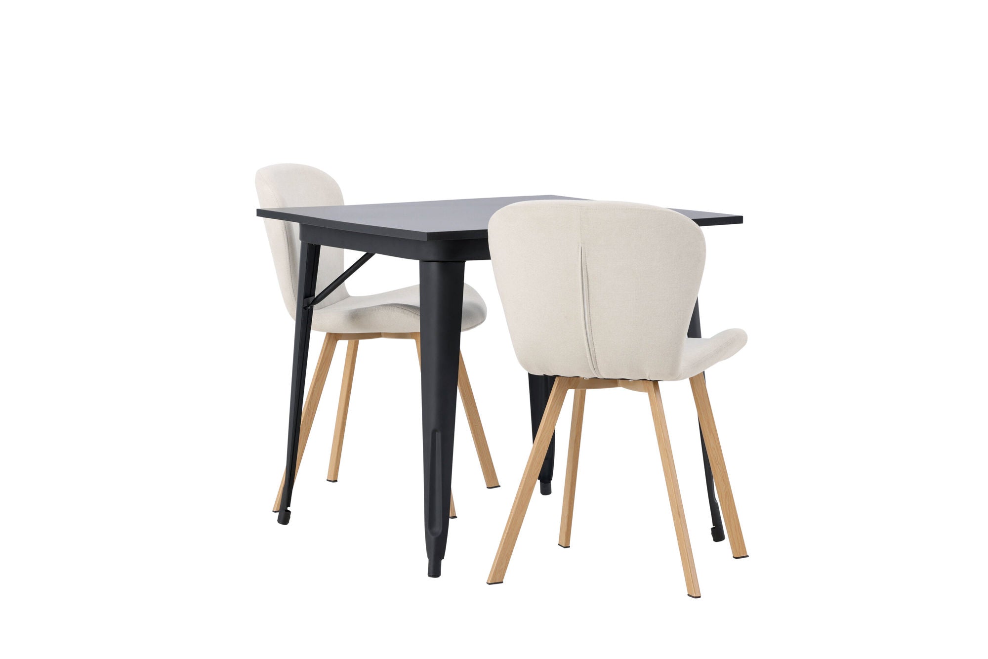 Venture Home Tempe spisebord - Black / Black MDF +Lilja Spisebordsstol - Oaklook / Beige Fabric _2