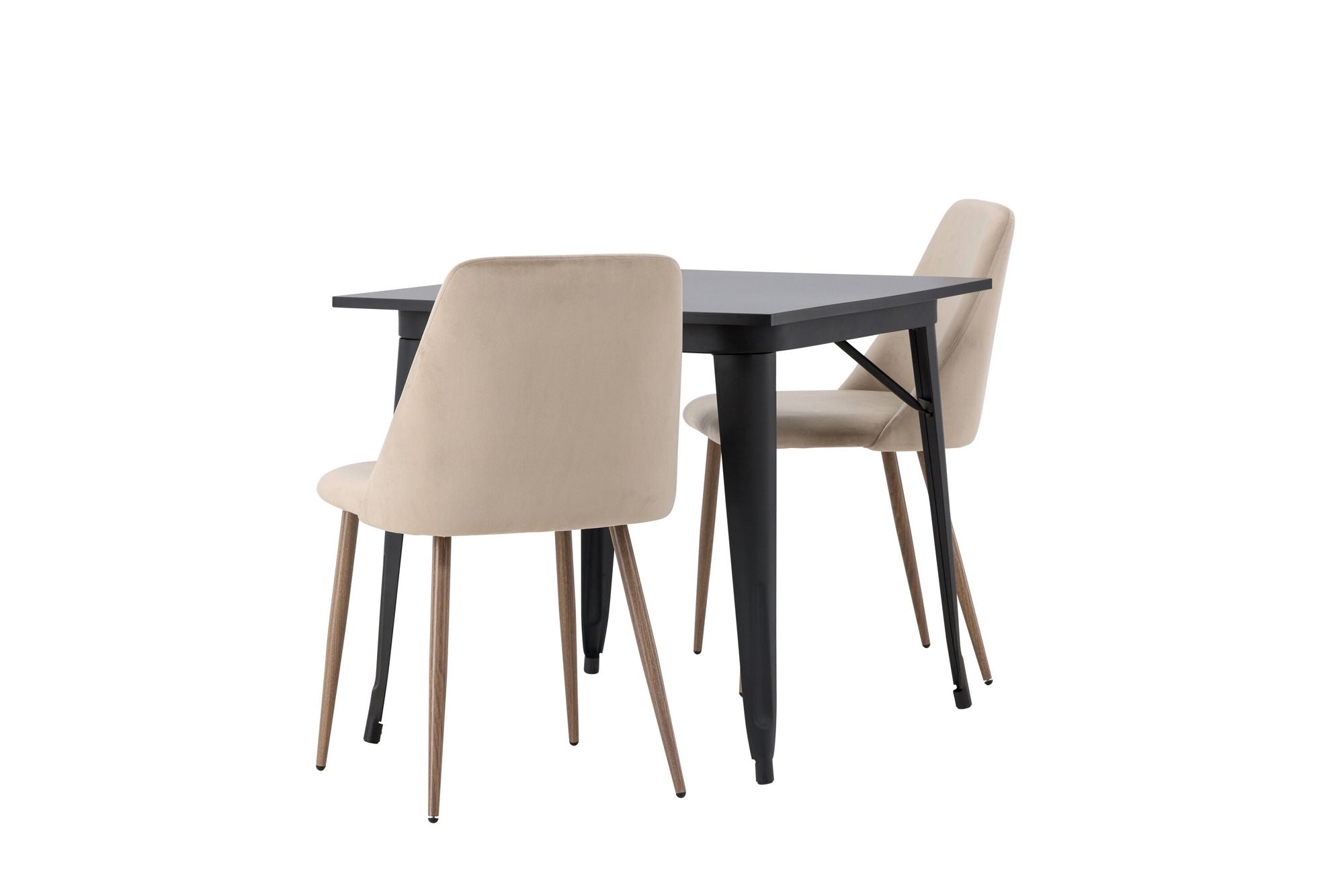 Venture Home Tempe spisebord - Black / Black MDF +Night Spisebordsstol - Dark walnut / Mocca / Brown Fabric _2