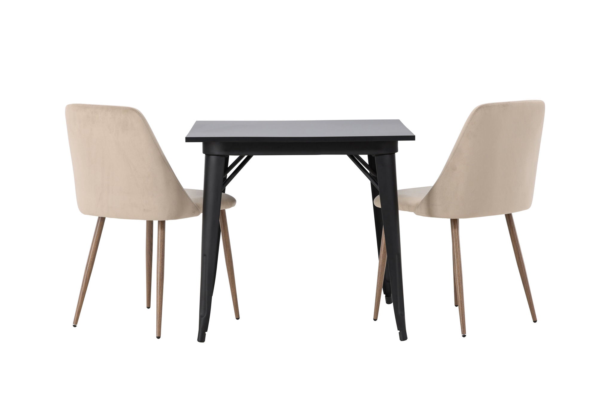 Venture Home Tempe spisebord - Black / Black MDF +Night Spisebordsstol - Dark walnut / Mocca / Brown Fabric _2