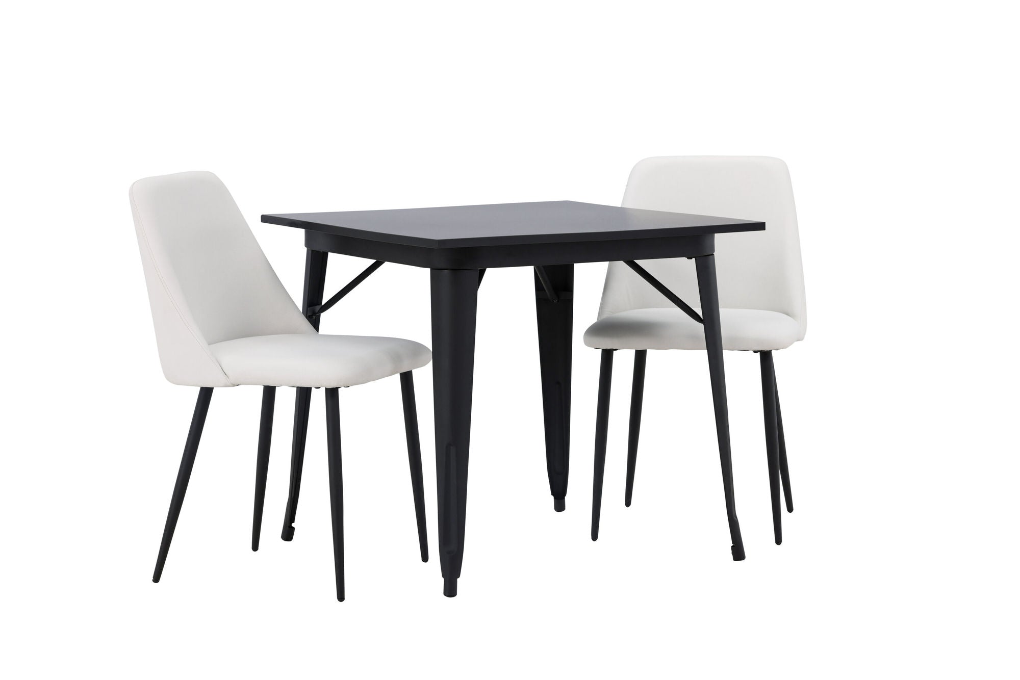 Venture Home Tempe spisebord - Black / Black MDF +Night Spisebordsstol - Black / White PU _2