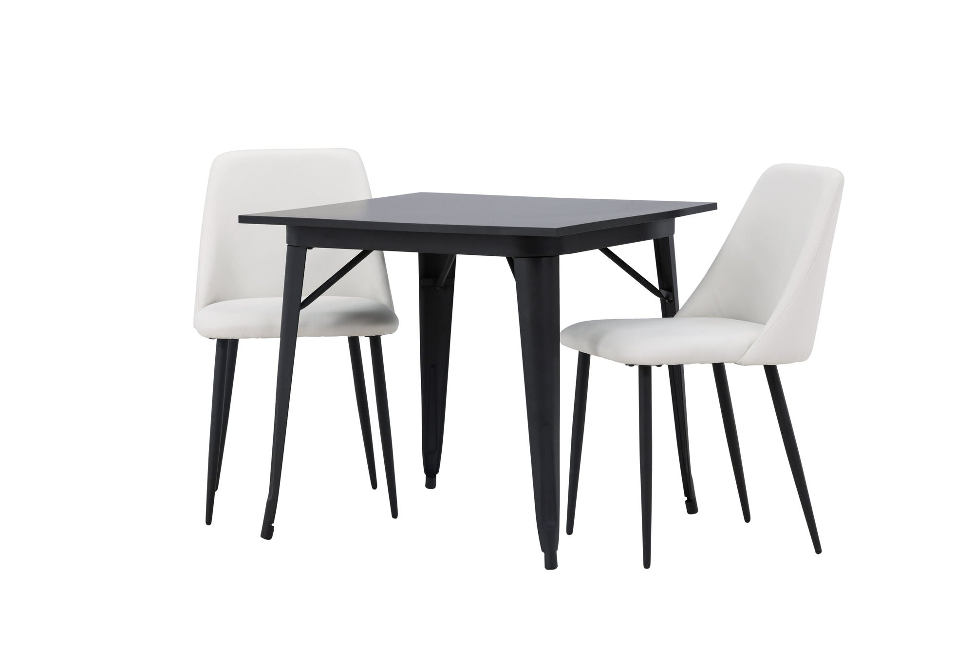 Venture Home Tempe spisebord - Black / Black MDF +Night Spisebordsstol - Black / White PU _2