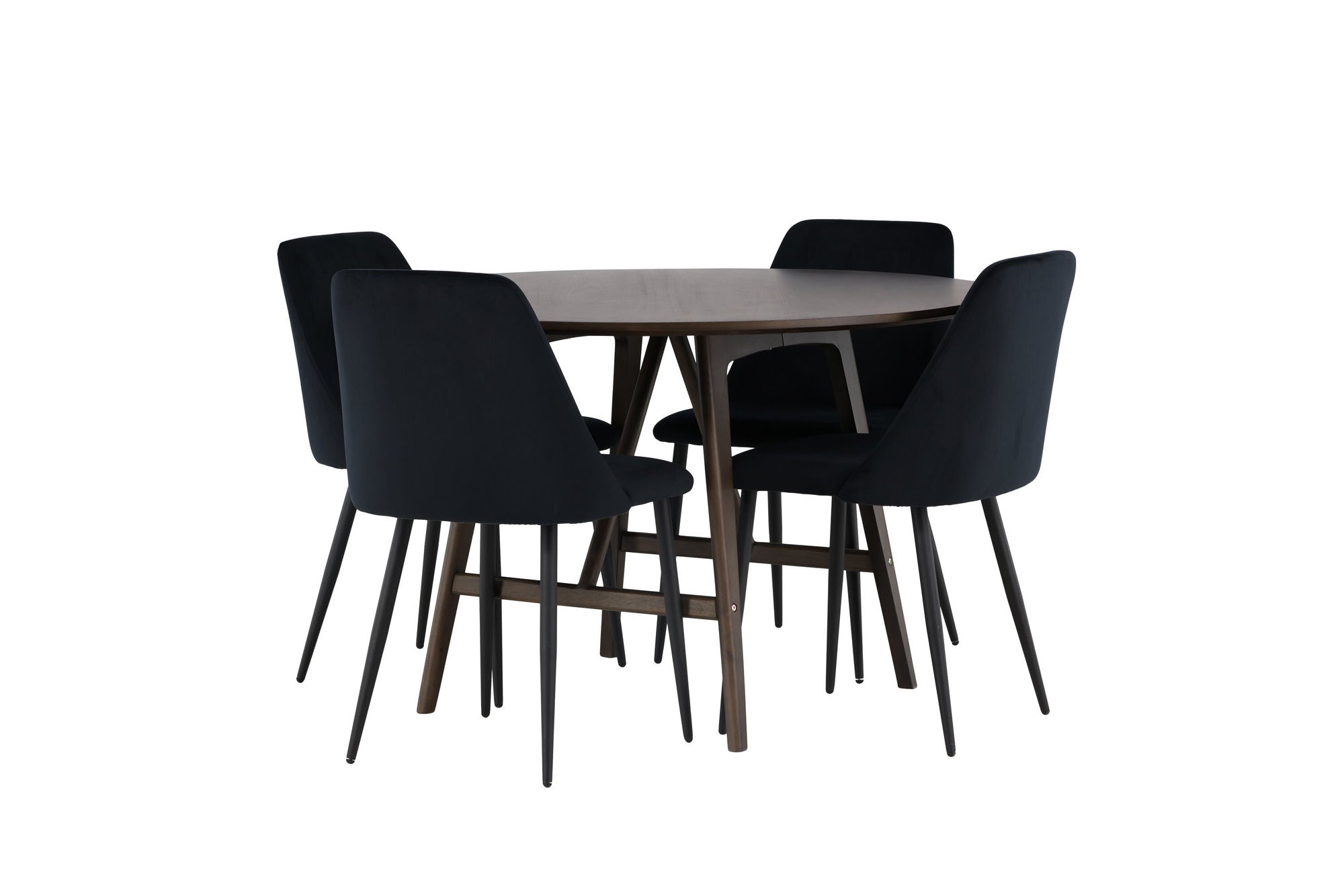 Venture Home Kaseidon spisebord - rund - Rubberwood / Dark Brown MDF +Night Spisebordsstol - Black / Black Velvet _4