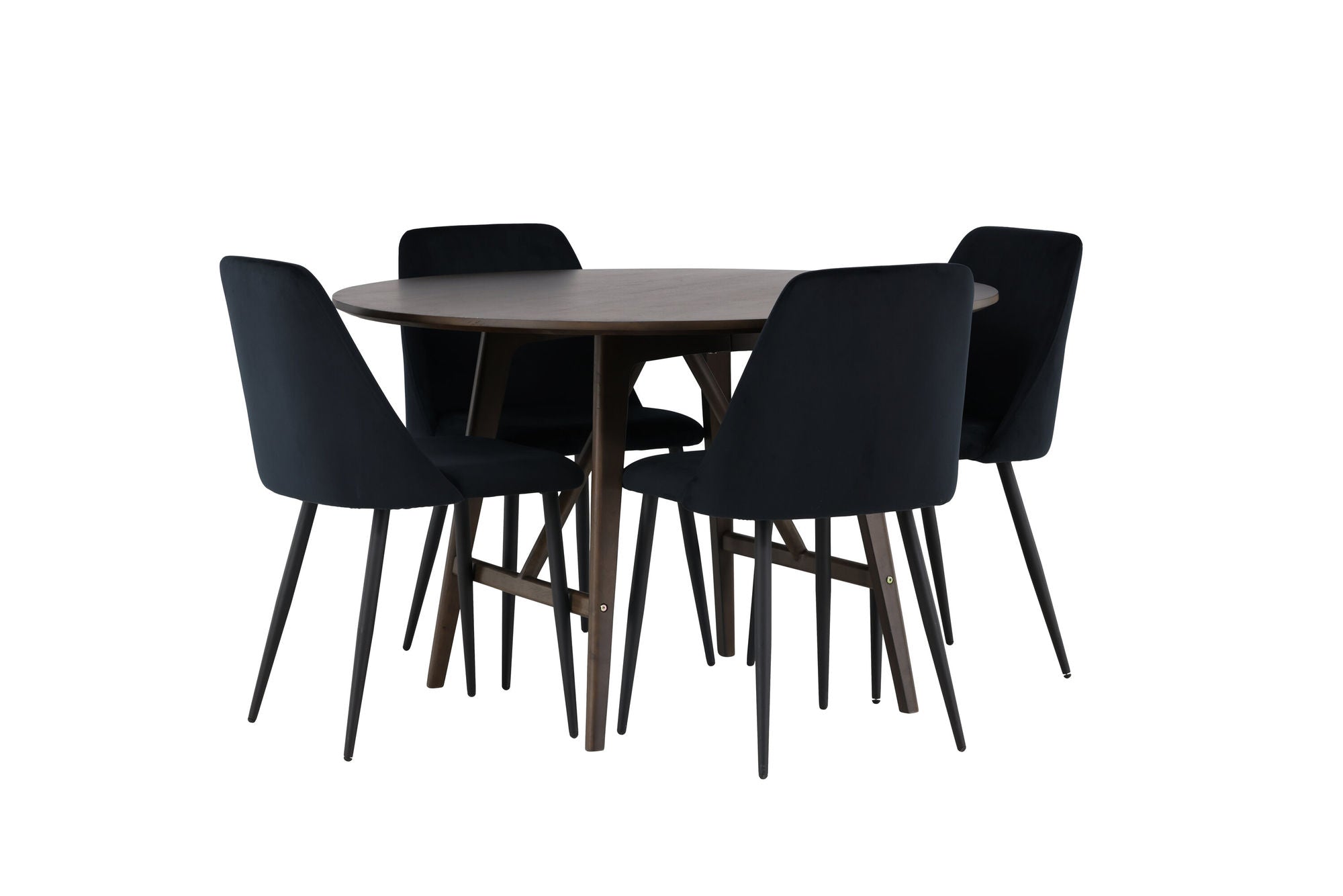Venture Home Kaseidon spisebord - rund - Rubberwood / Dark Brown MDF +Night Spisebordsstol - Black / Black Velvet _4