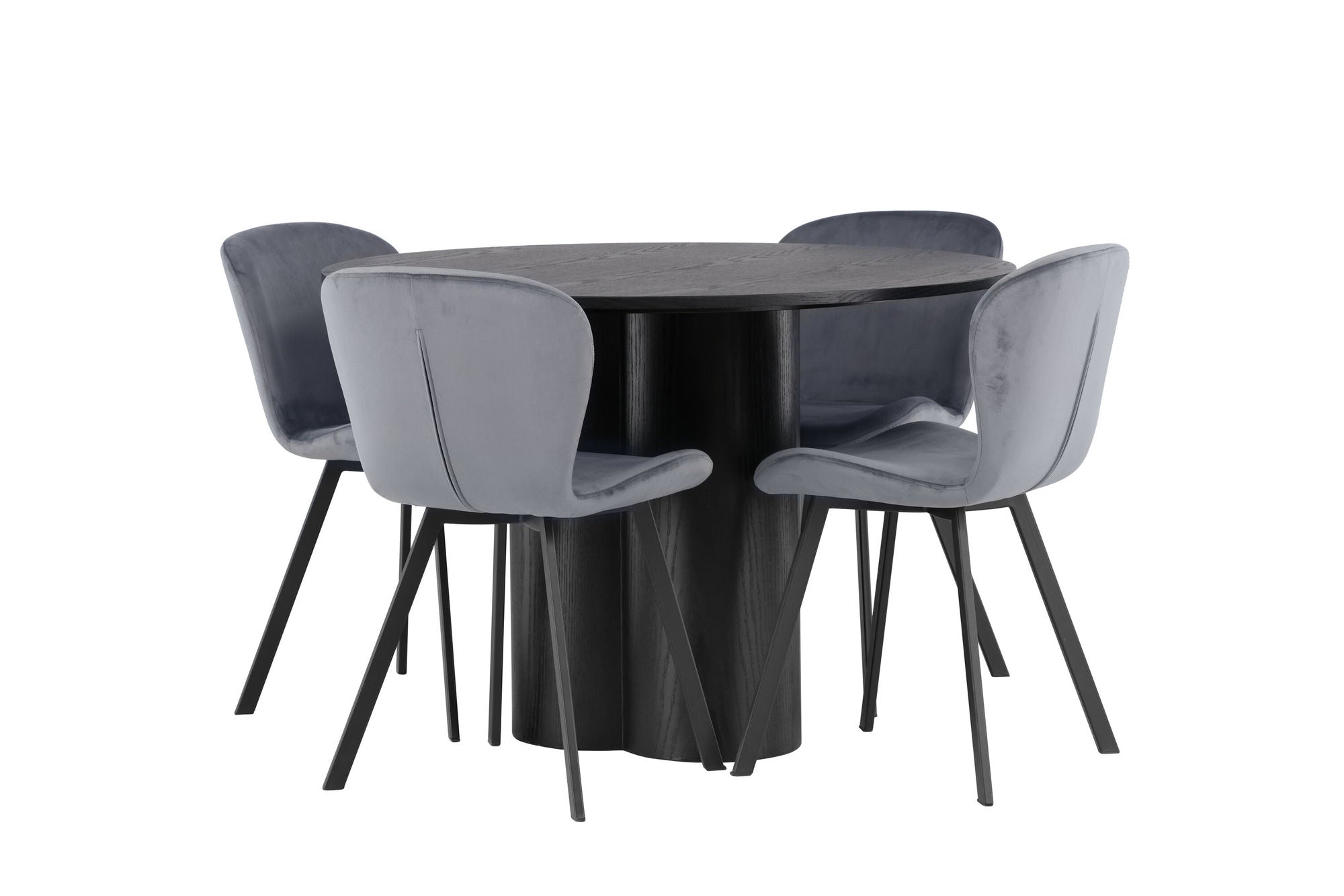 Venture Home Olivia spisebord - Black / Black Veneer +Lilja Spisebordsstol - Black / Dark grey Fabric _4