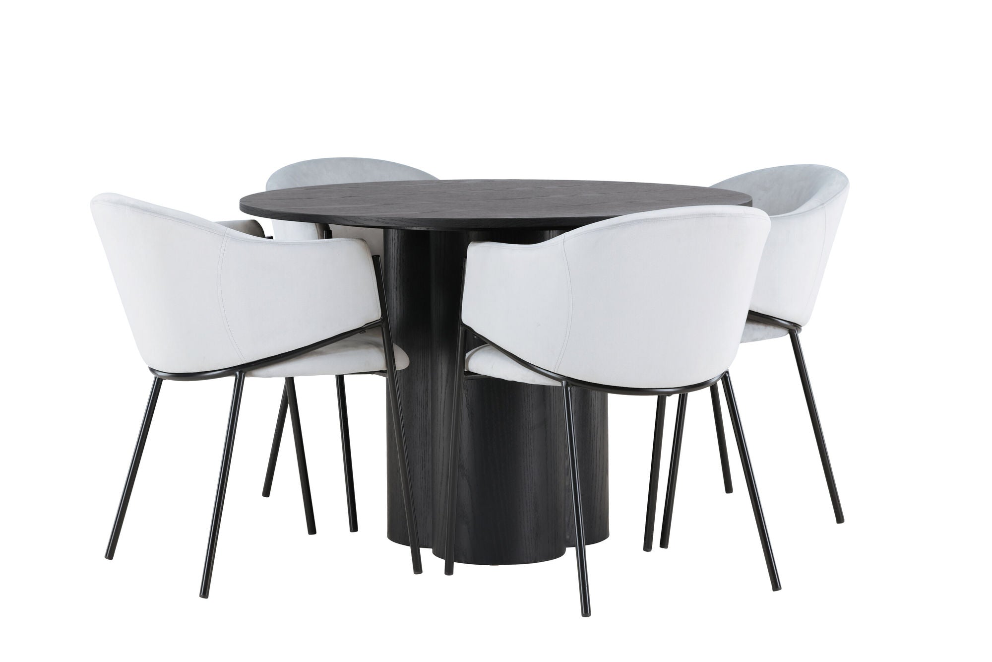 Venture Home Olivia spisebord - Black / Black Veneer +Evelina Spisebordsstol - Black / Light grey Velvet _4