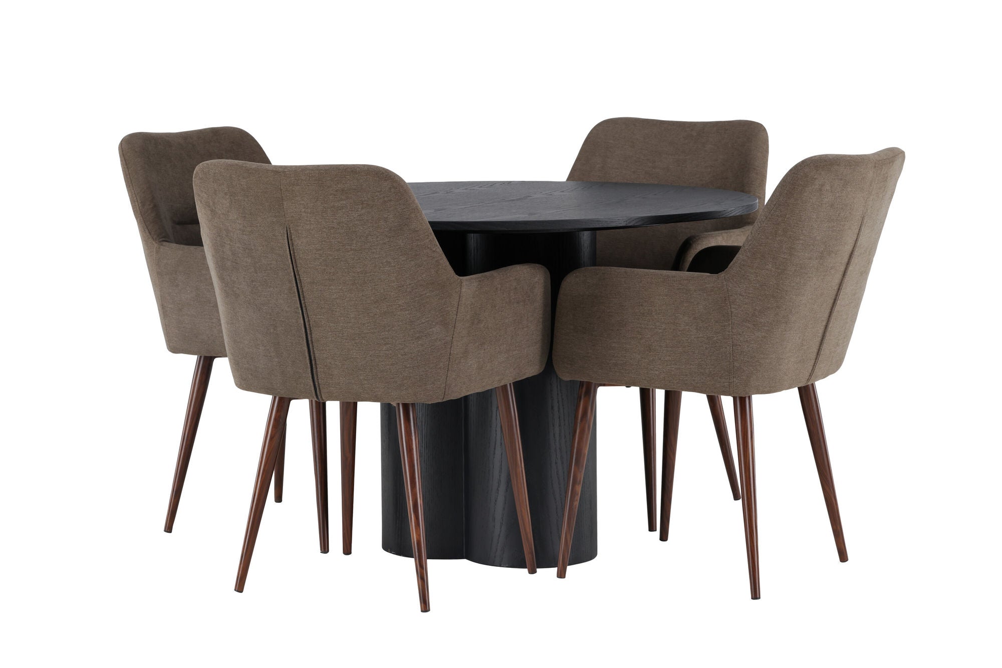 Venture Home Olivia spisebord - Black / Black Veneer +Tomorrow Spisebordsstol - Dark walnut / Dark grey/Brown Fabric _4