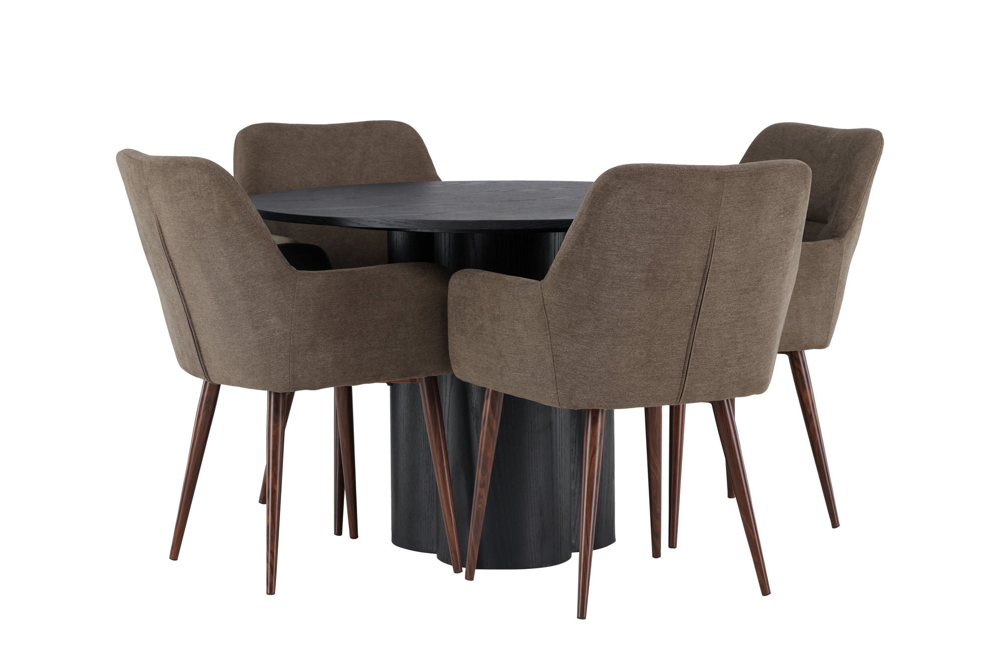 Venture Home Olivia spisebord - Black / Black Veneer +Tomorrow Spisebordsstol - Dark walnut / Dark grey/Brown Fabric _4