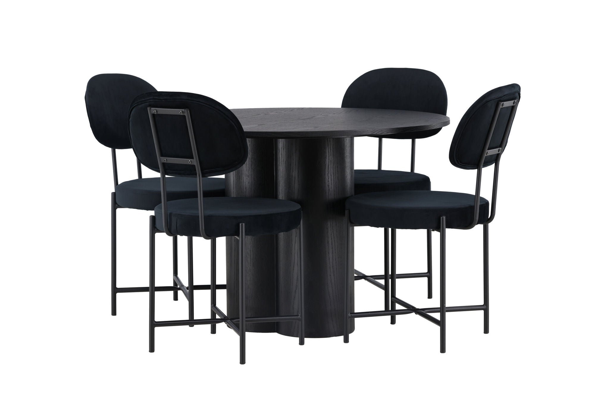 Venture Home Olivia spisebord - Black / Black Veneer +Stella Spisebordsstol - Black / Black Velvet _4