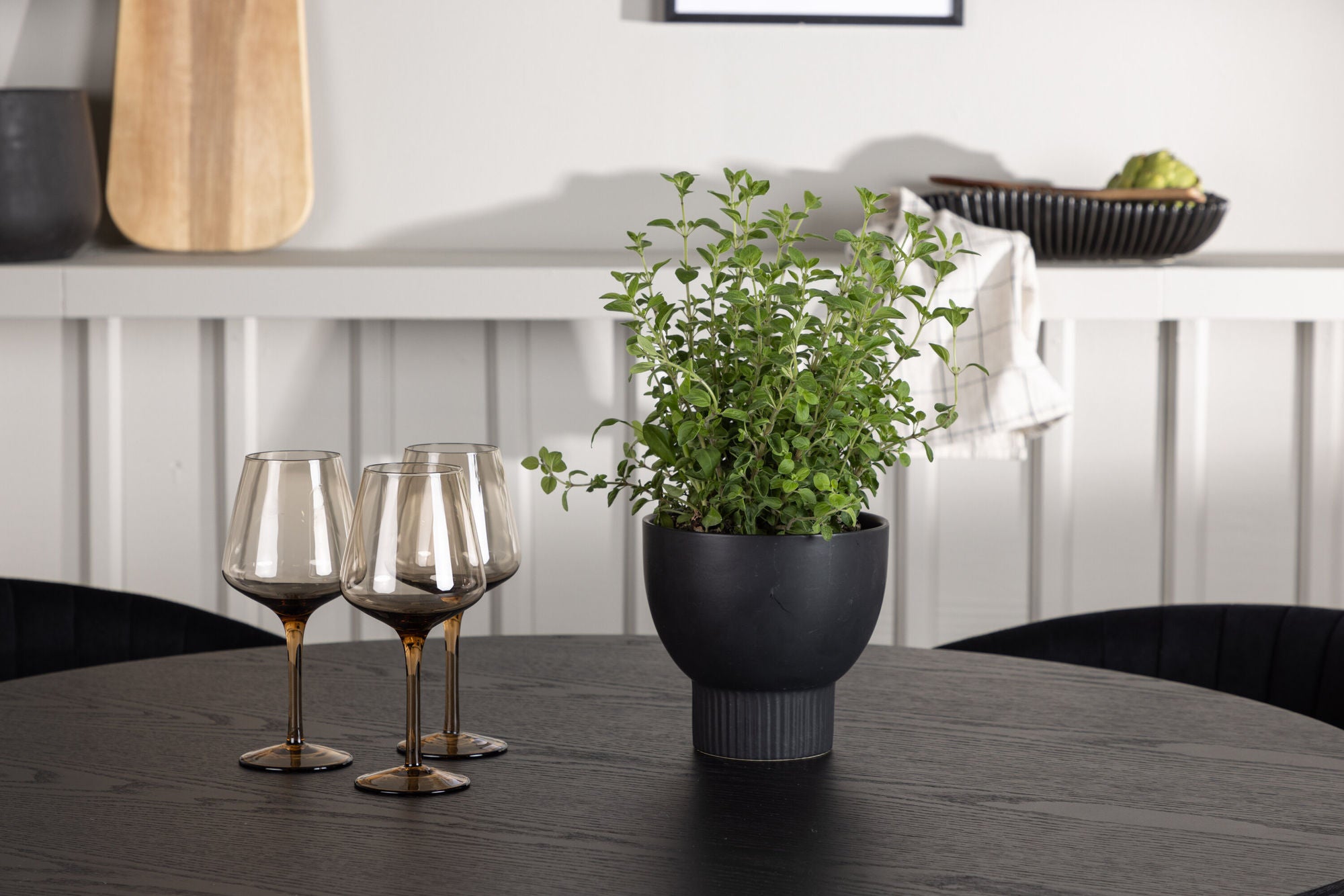 Venture Home Olivia spisebord - Black / Black Veneer +Selma Spisebordsstol - Black / Black Velvet _4