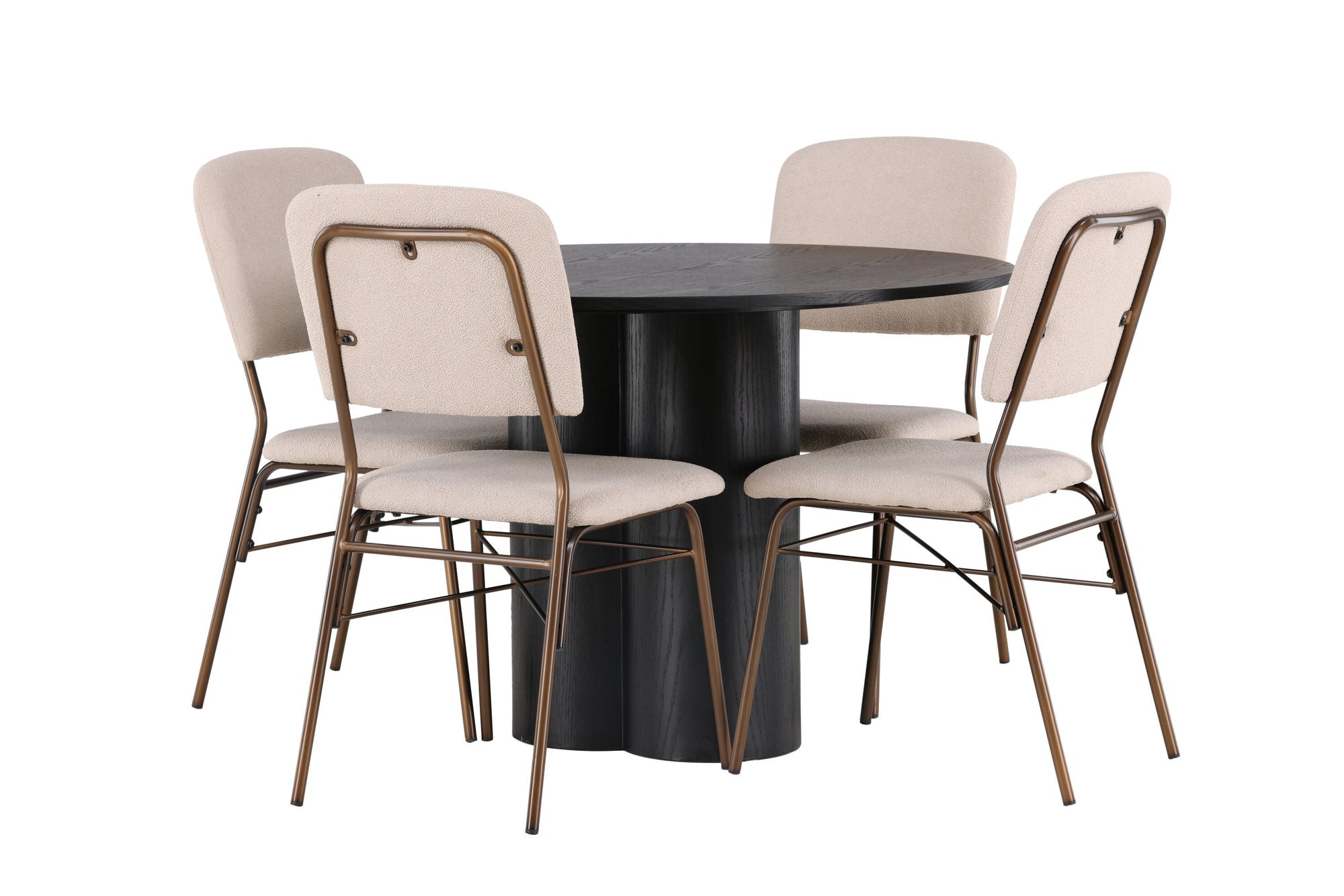 Venture Home Olivia spisebord - Black / Black Veneer +Seda Spisebordsstol - Matte brown / Beige Fabric _4