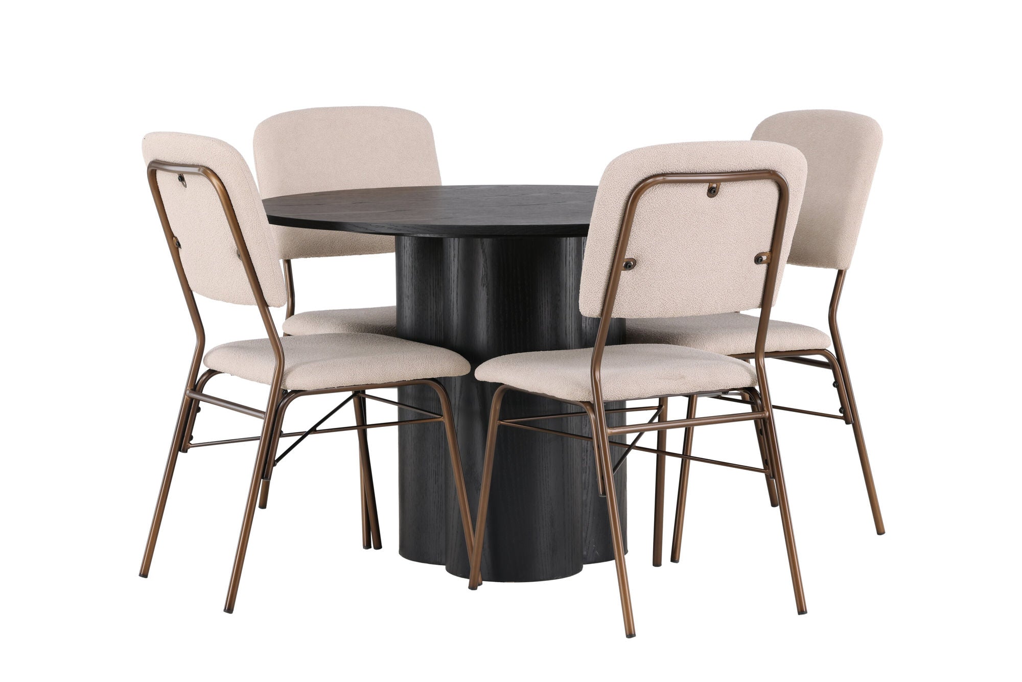 Venture Home Olivia spisebord - Black / Black Veneer +Seda Spisebordsstol - Matte brown / Beige Fabric _4