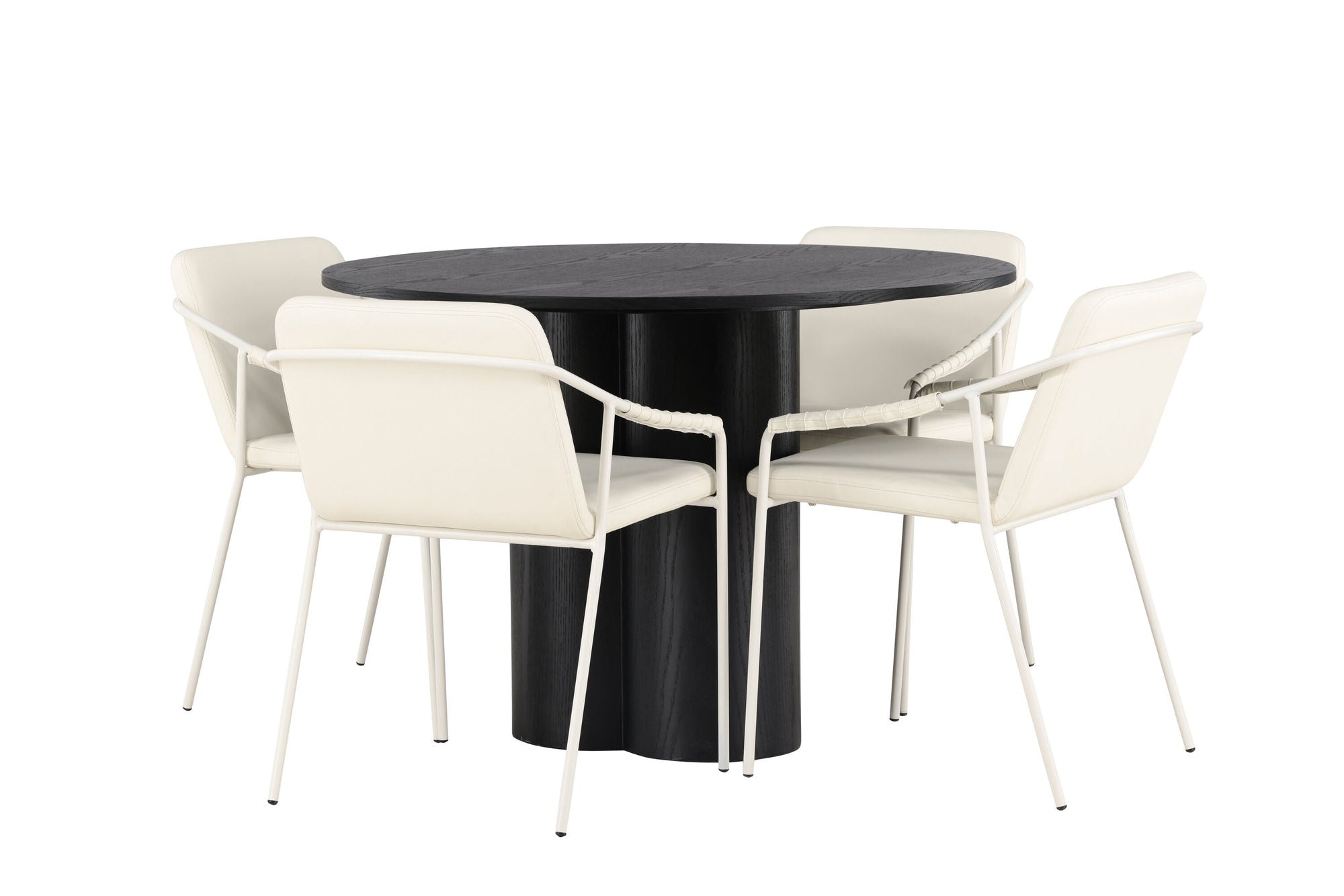 Venture Home Olivia spisebord - Black / Black Veneer +Tvist Spisebordsstol - Beige / Beige PU _4